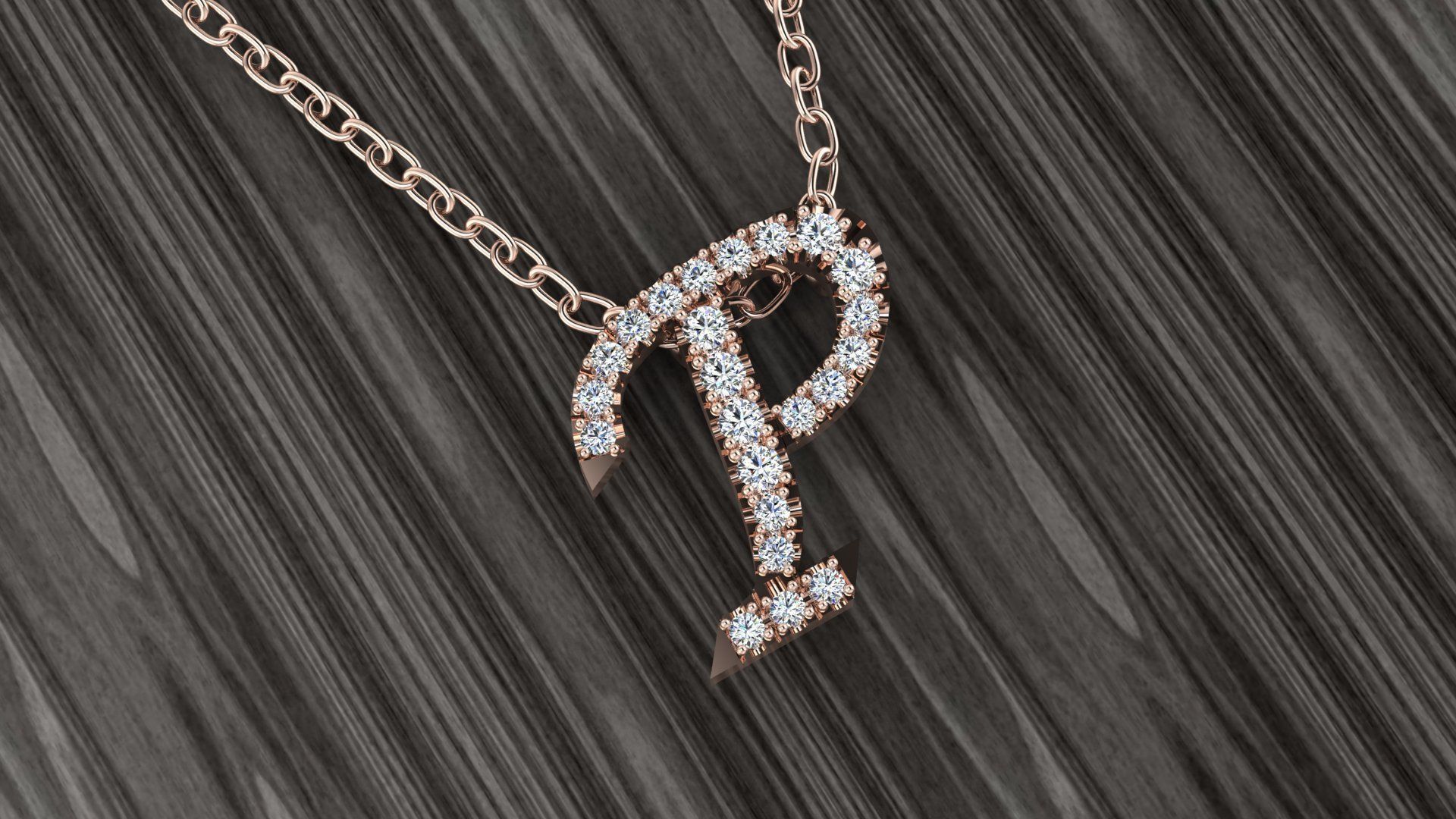 Jewelry Alphabet Pendant P 3D print model_3