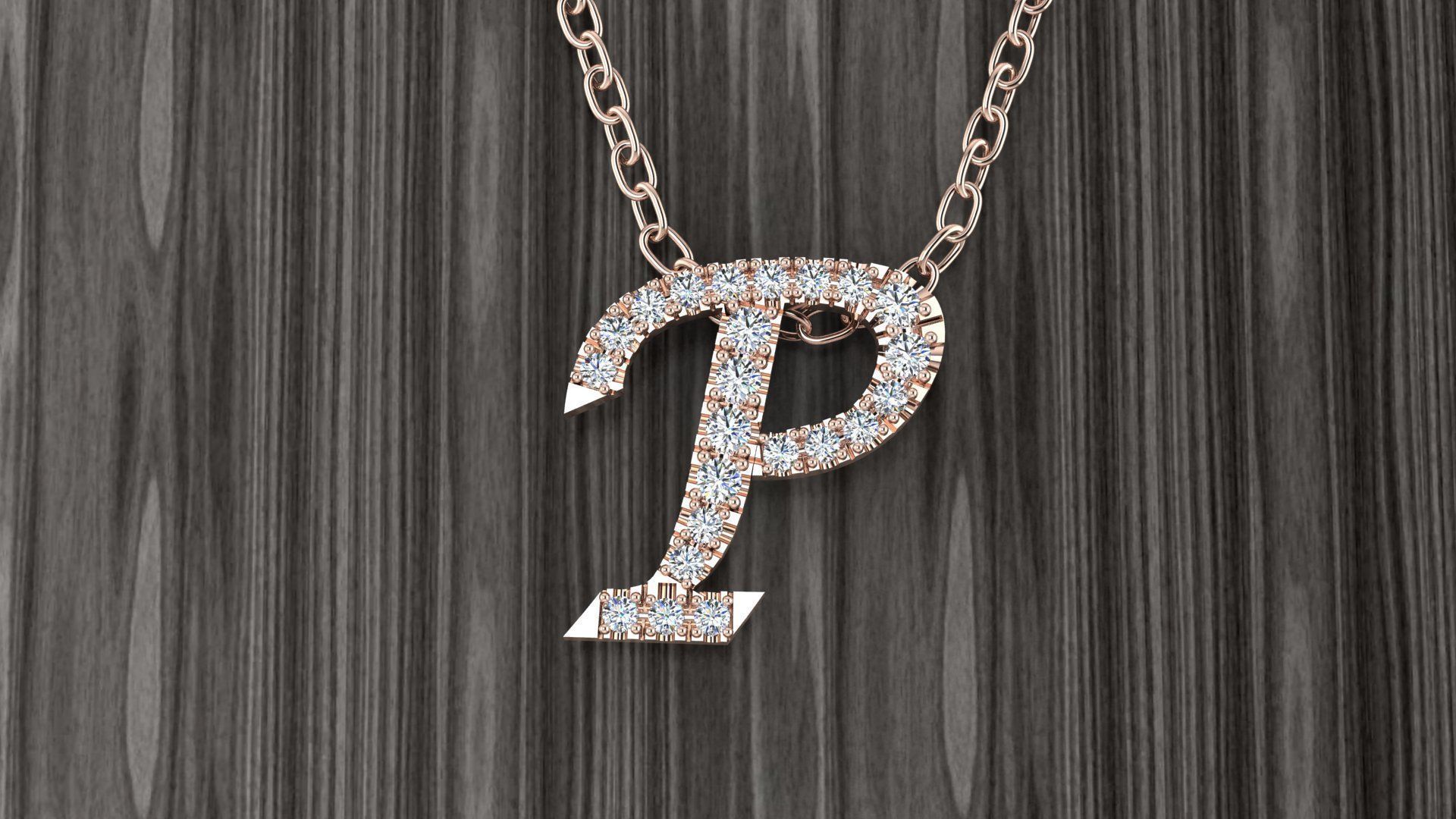 Jewelry Alphabet Pendant P 3D print model_4