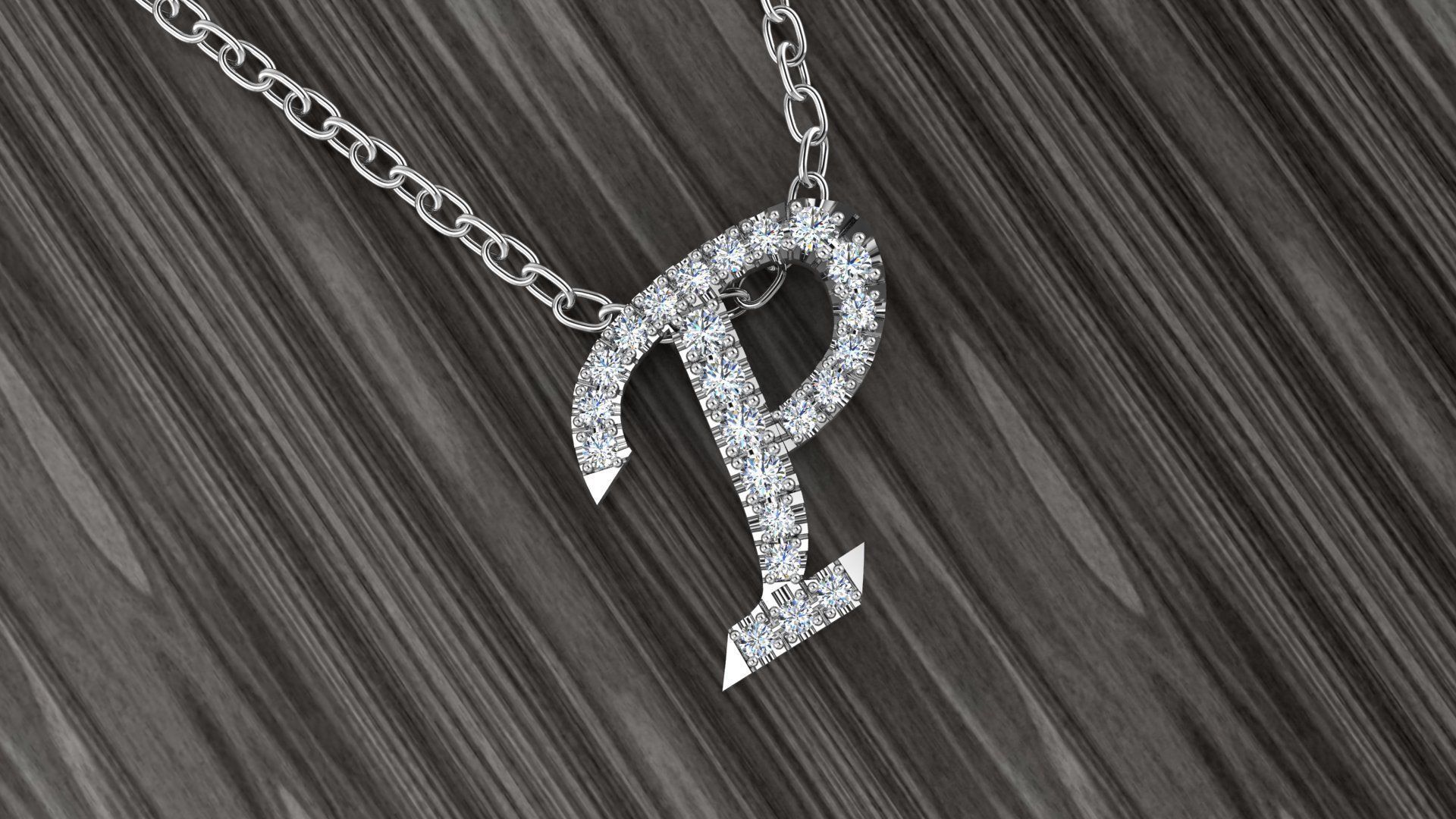Jewelry Alphabet Pendant P 3D print model_13