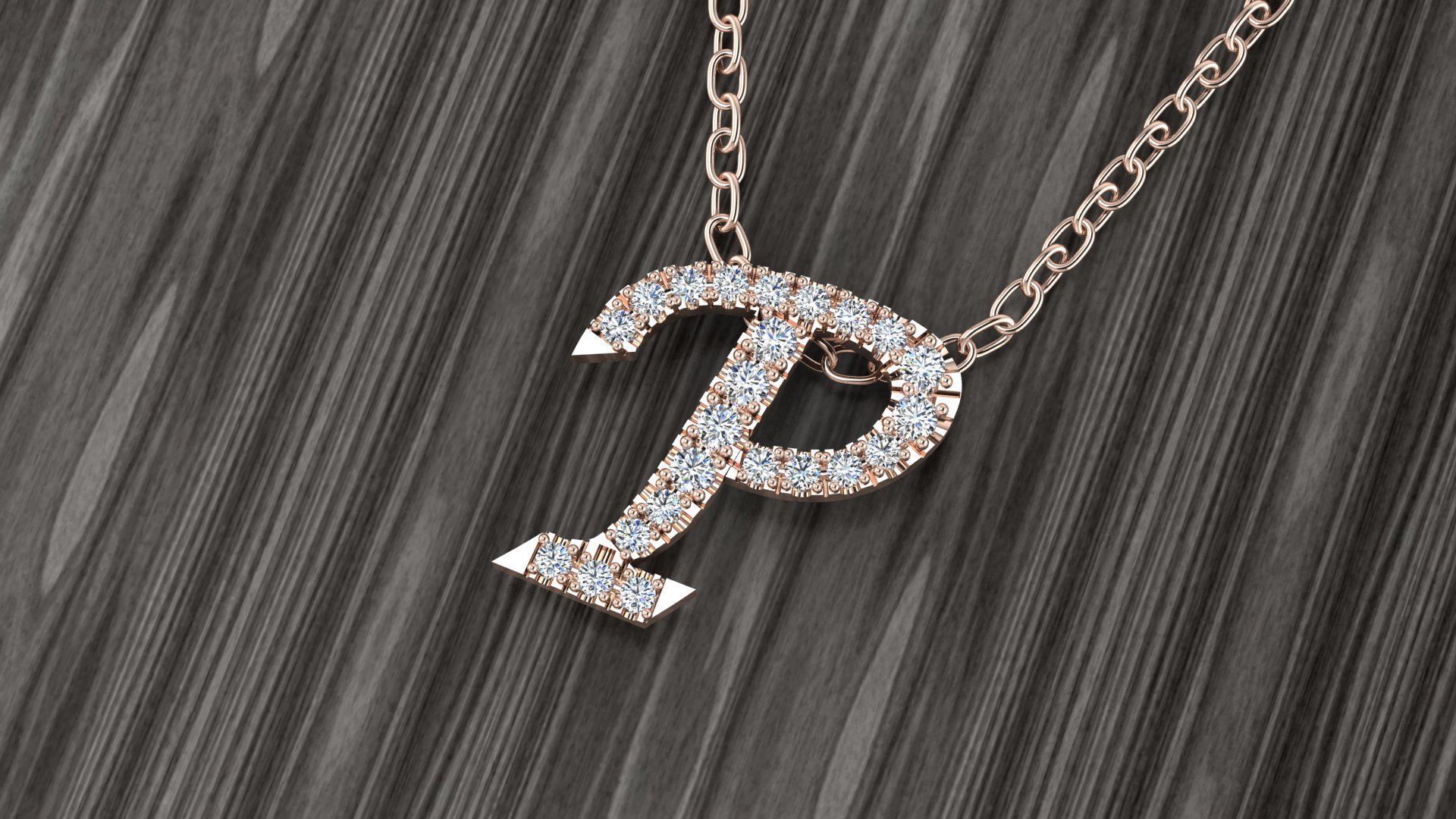 Jewelry Alphabet Pendant P 3D print model_6