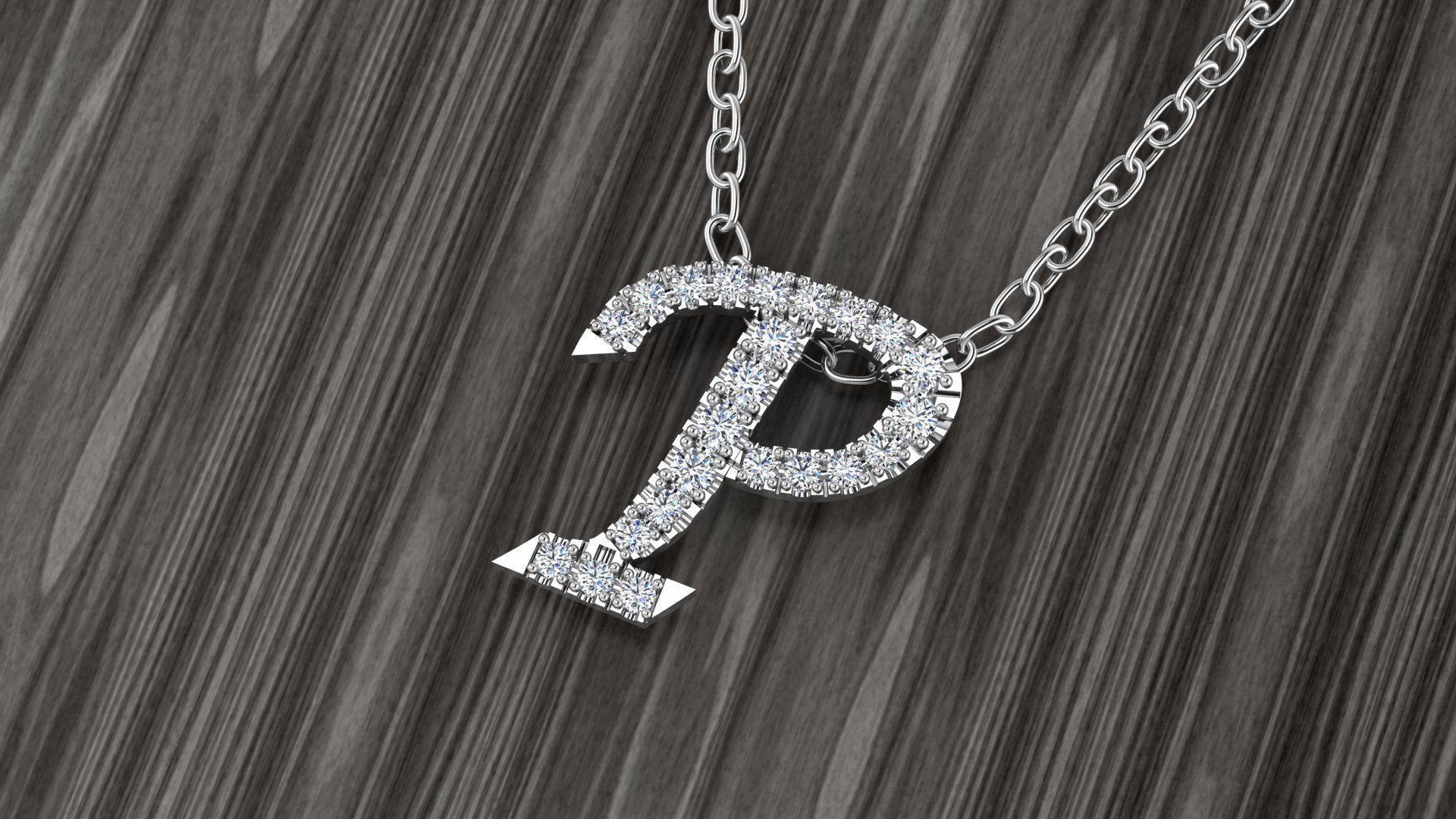 Jewelry Alphabet Pendant P 3D print model_15