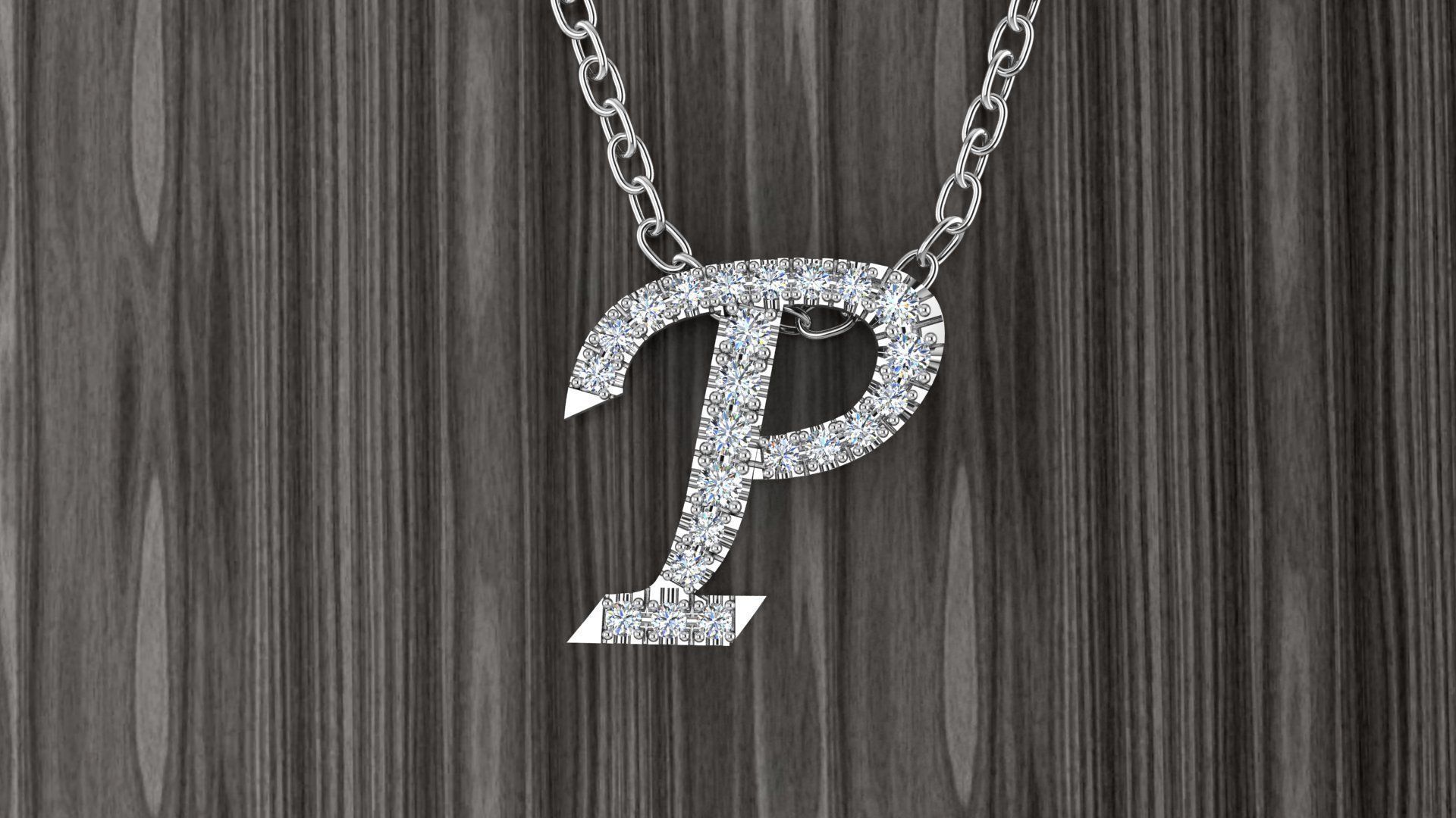 Jewelry Alphabet Pendant P 3D print model_5