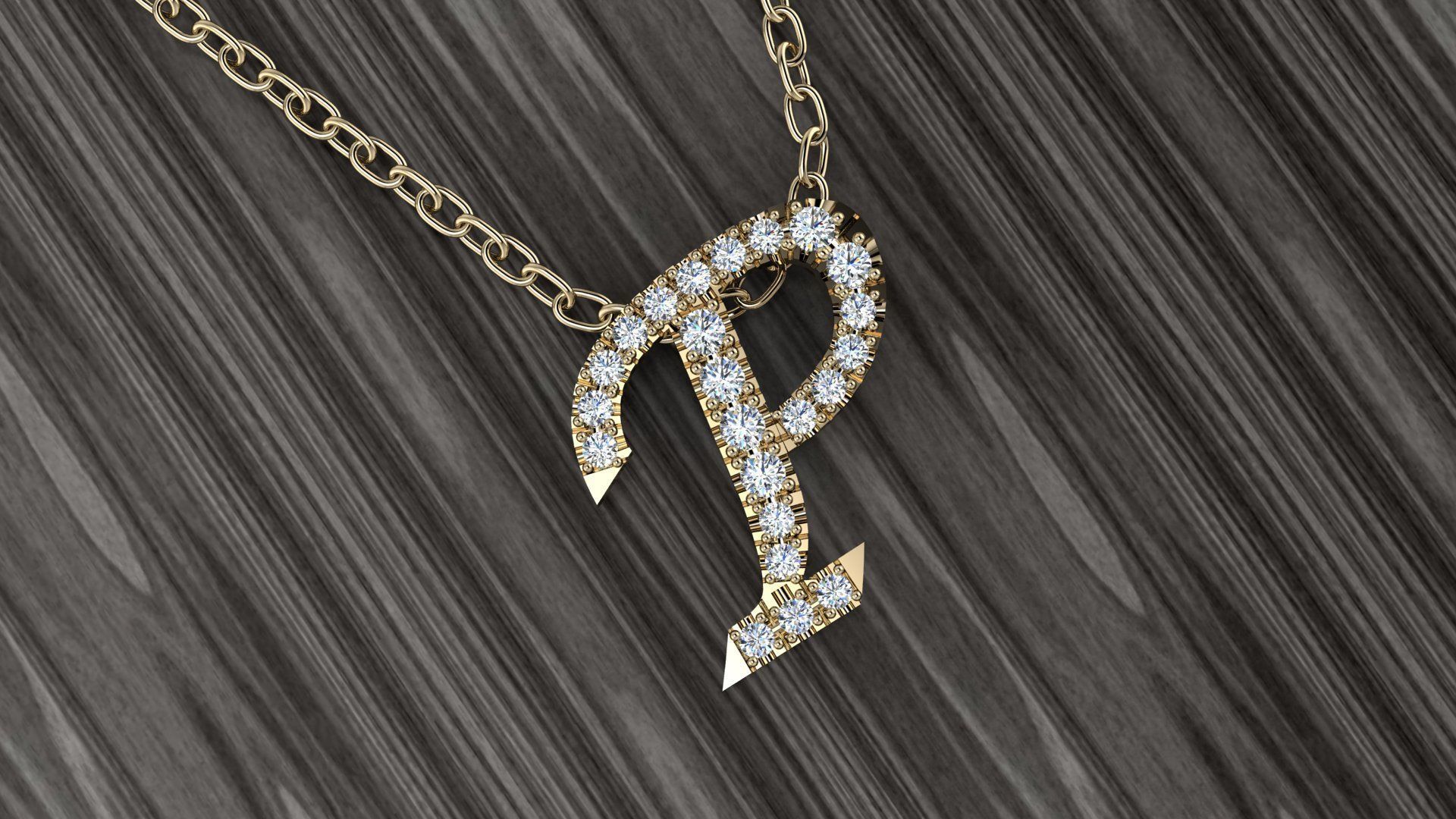Jewelry Alphabet Pendant P 3D print model_7
