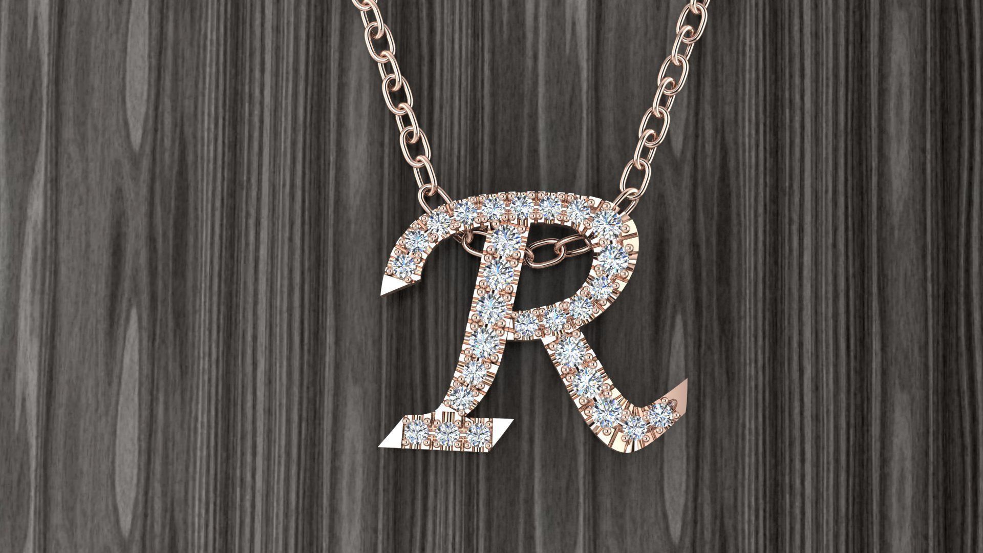 Jewelry Alphabet Pendant R 3D print model_2