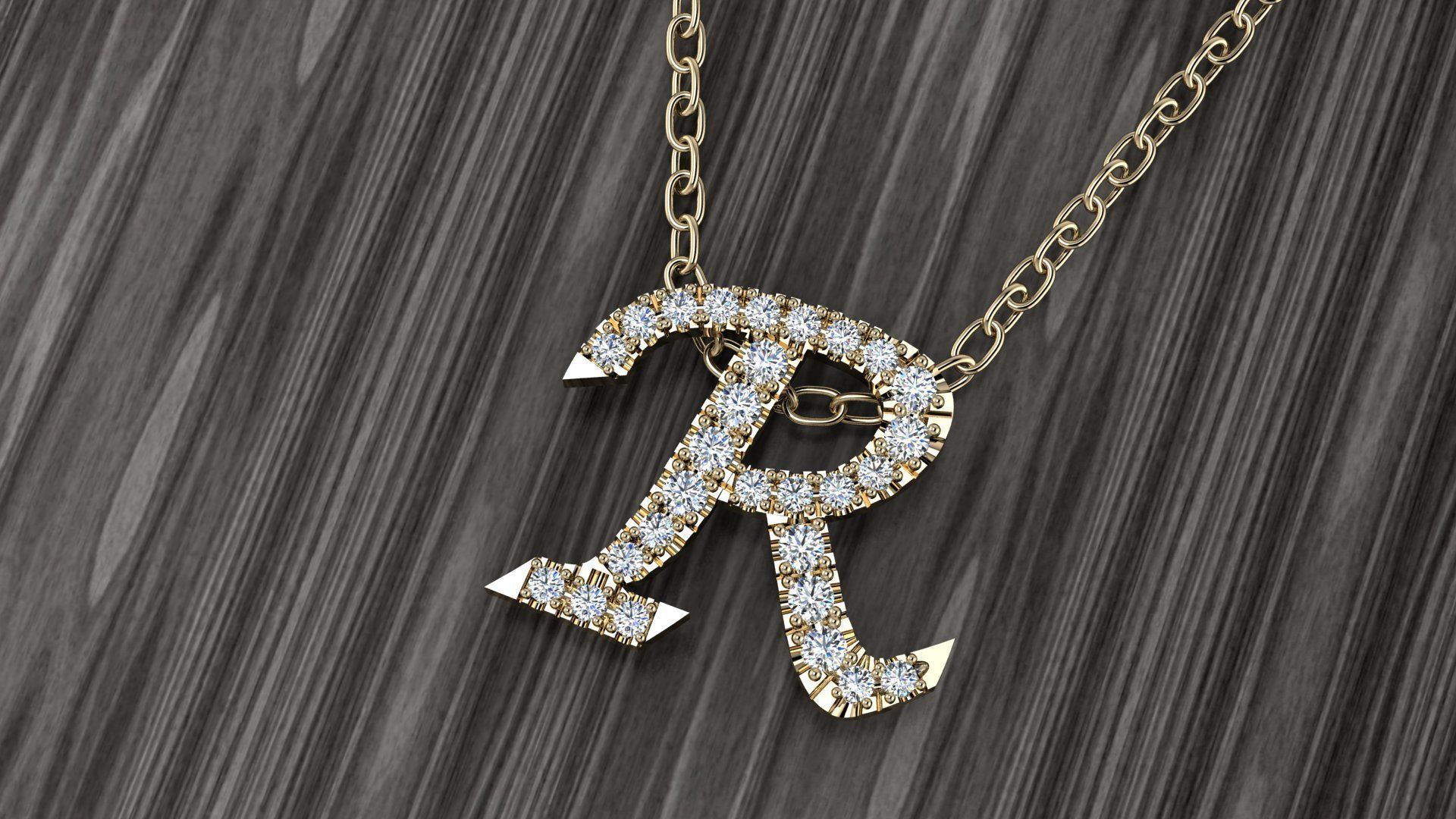 Jewelry Alphabet Pendant R 3D print model_15