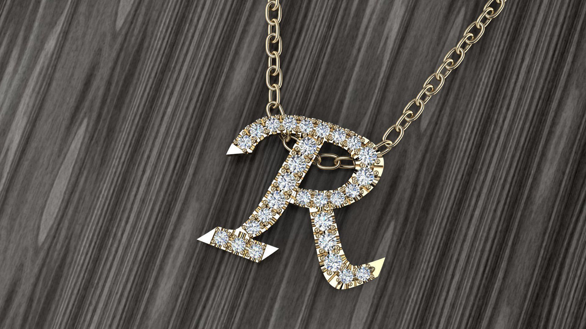 Jewelry Alphabet Pendant R 3D print model_14