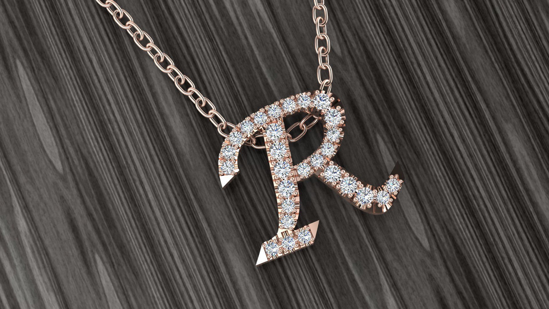 Jewelry Alphabet Pendant R 3D print model_5