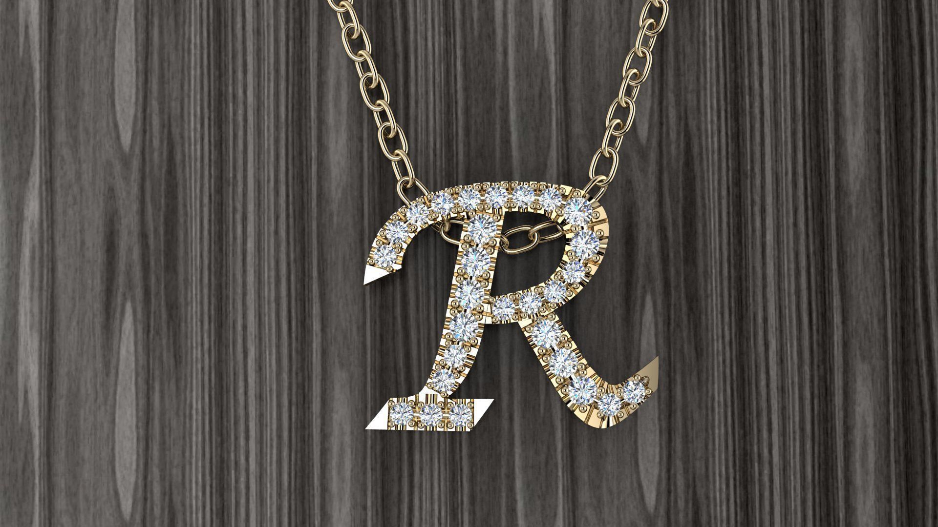 Jewelry Alphabet Pendant R 3D print model_12