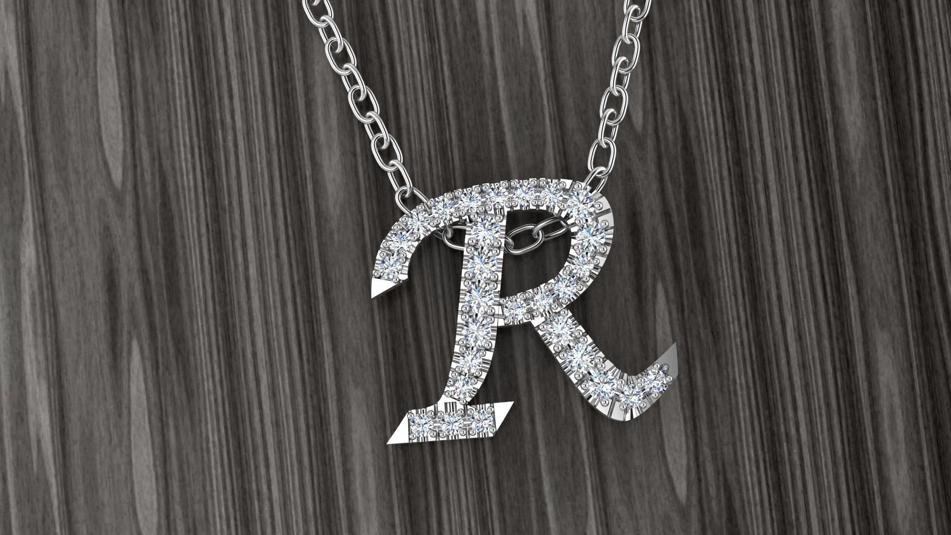 Jewelry Alphabet Pendant R 3D print model_7