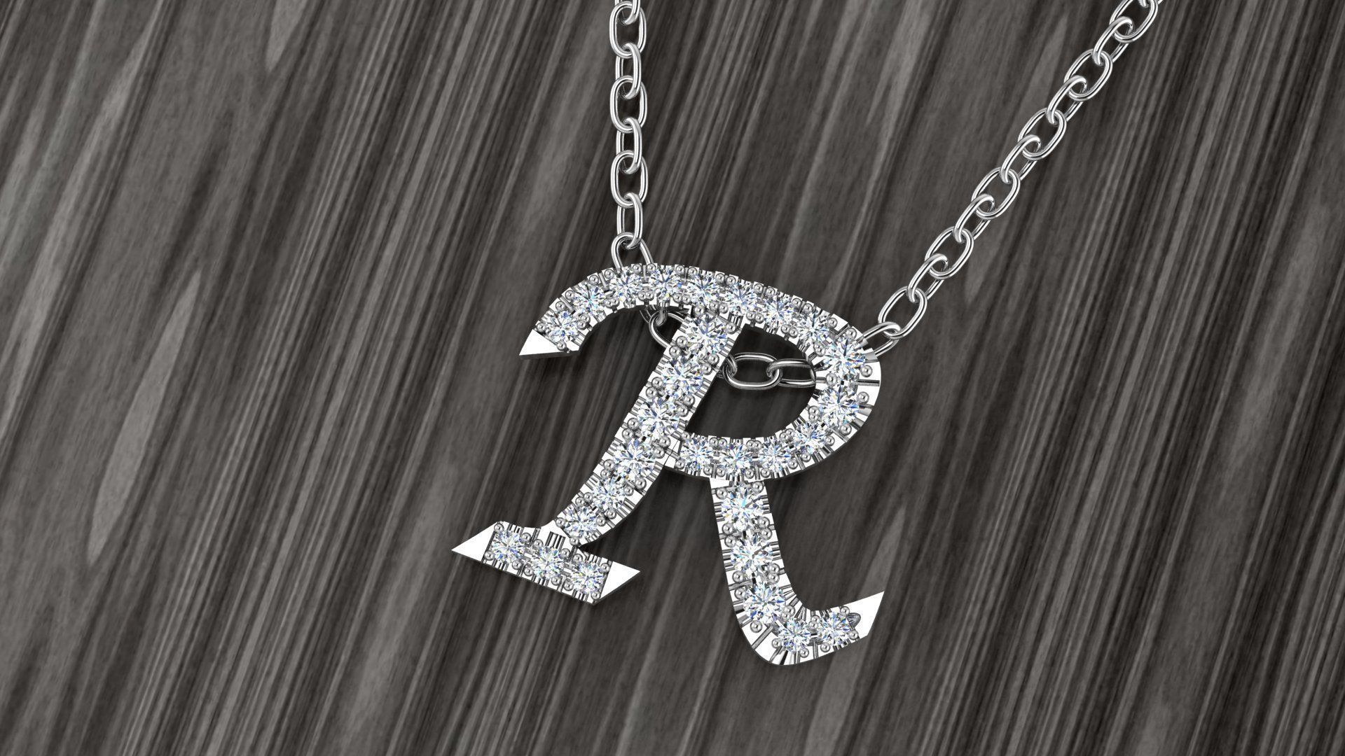 Jewelry Alphabet Pendant R 3D print model_10