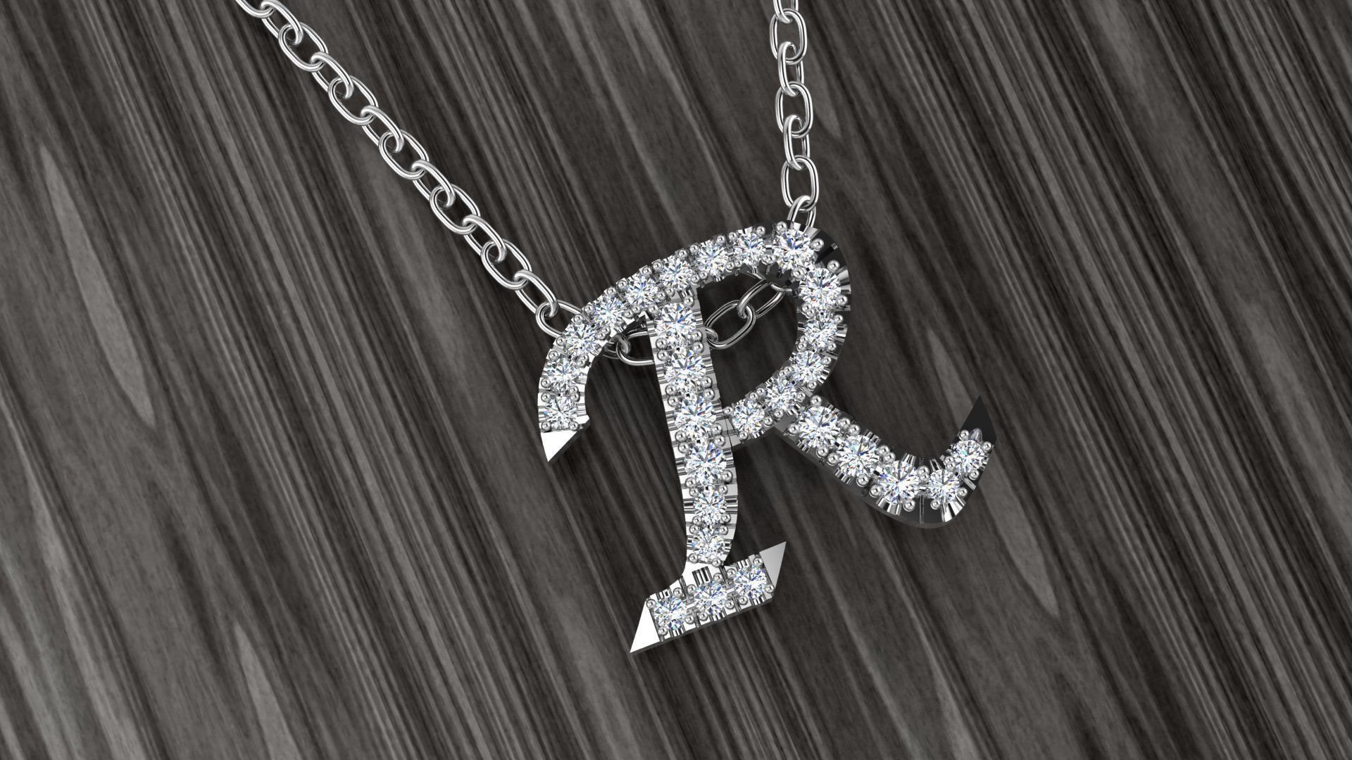 Jewelry Alphabet Pendant R 3D print model_9