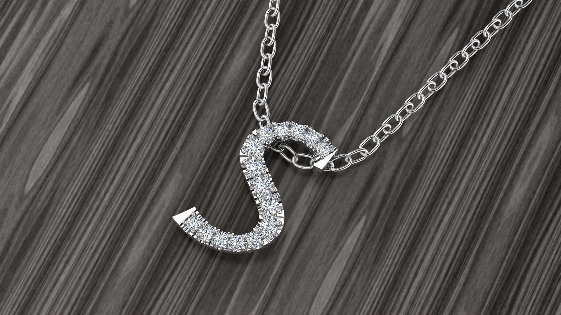 Jewelry Alphabet Pendant S 3D print model_10