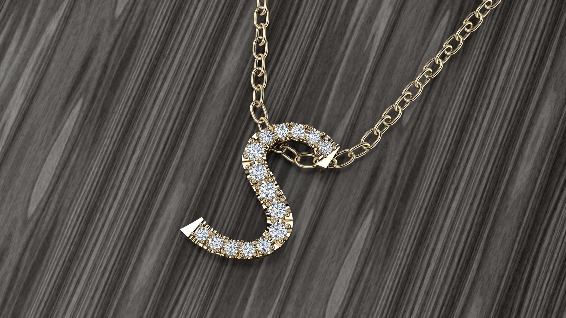 Jewelry Alphabet Pendant S 3D print model_17