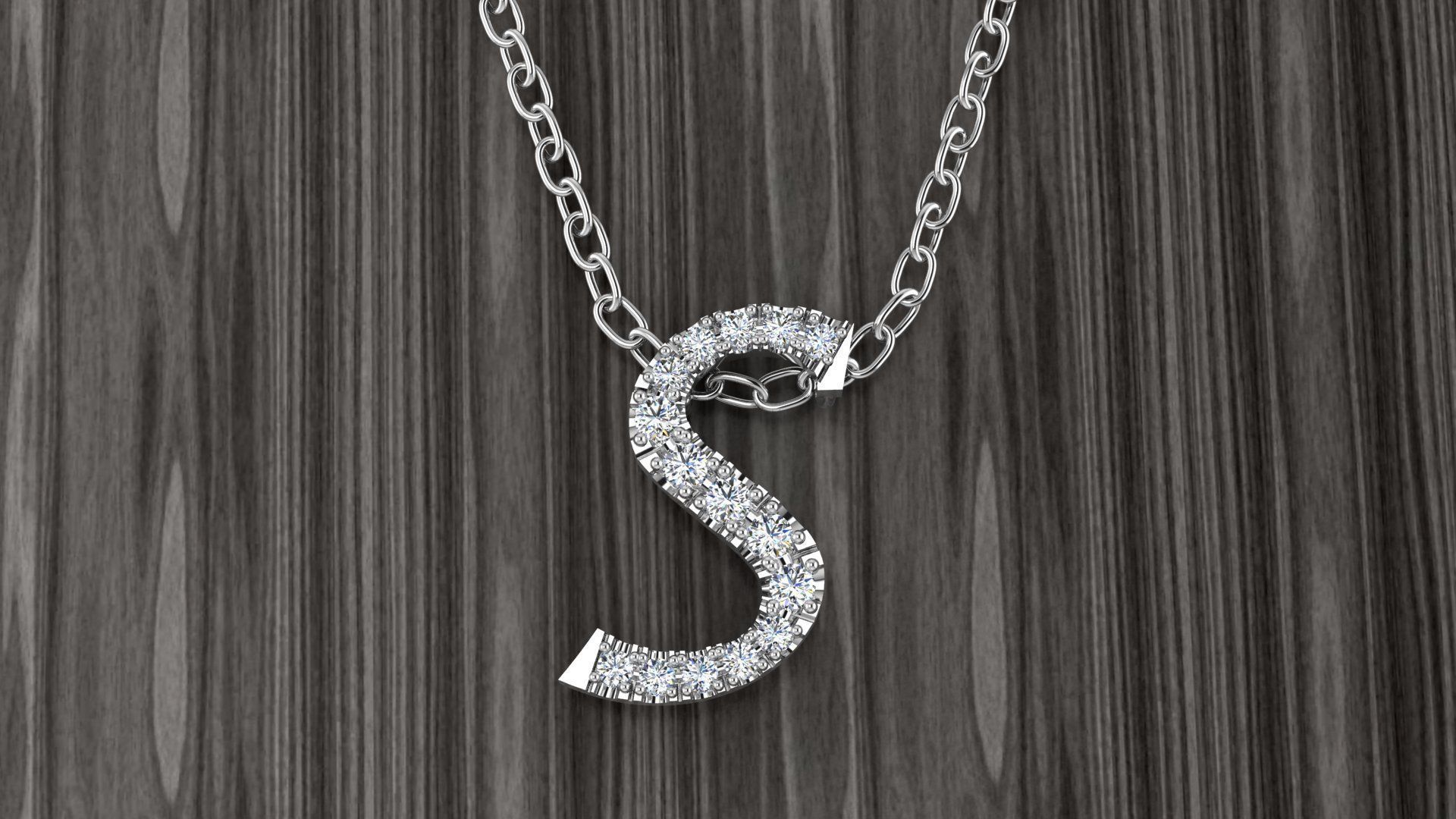 Jewelry Alphabet Pendant S 3D print model_8