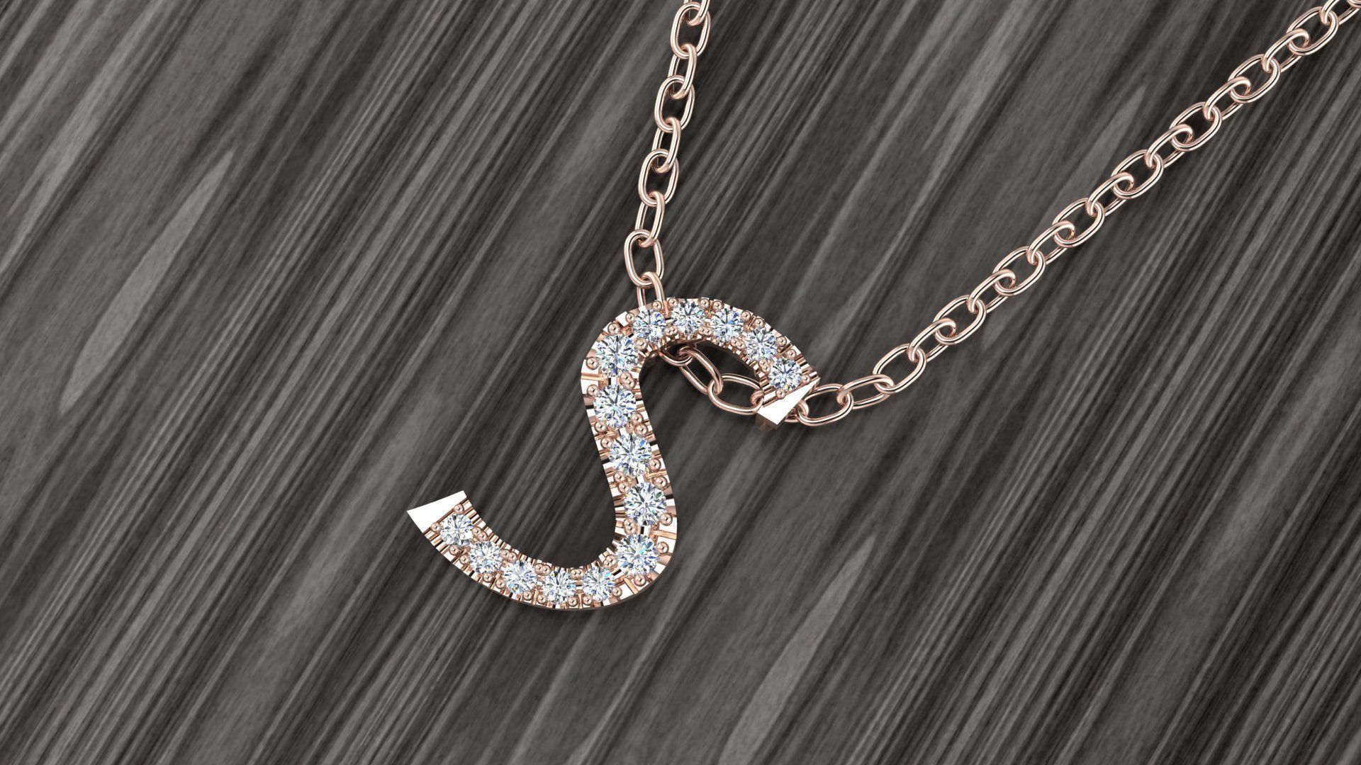 Jewelry Alphabet Pendant S 3D print model_4