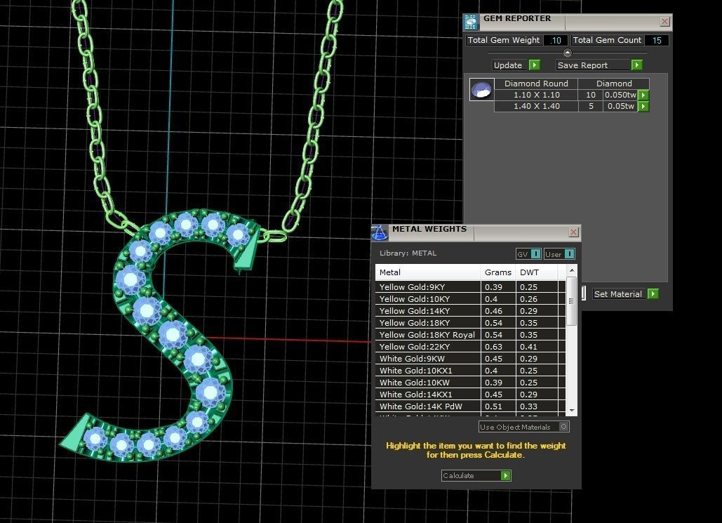 Jewelry Alphabet Pendant S 3D print model_1