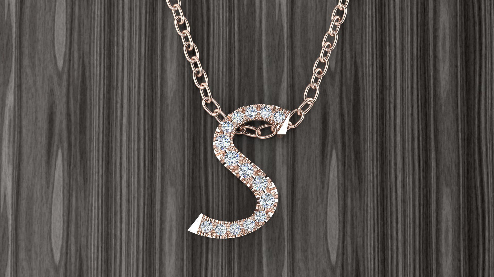 Jewelry Alphabet Pendant S 3D print model_3