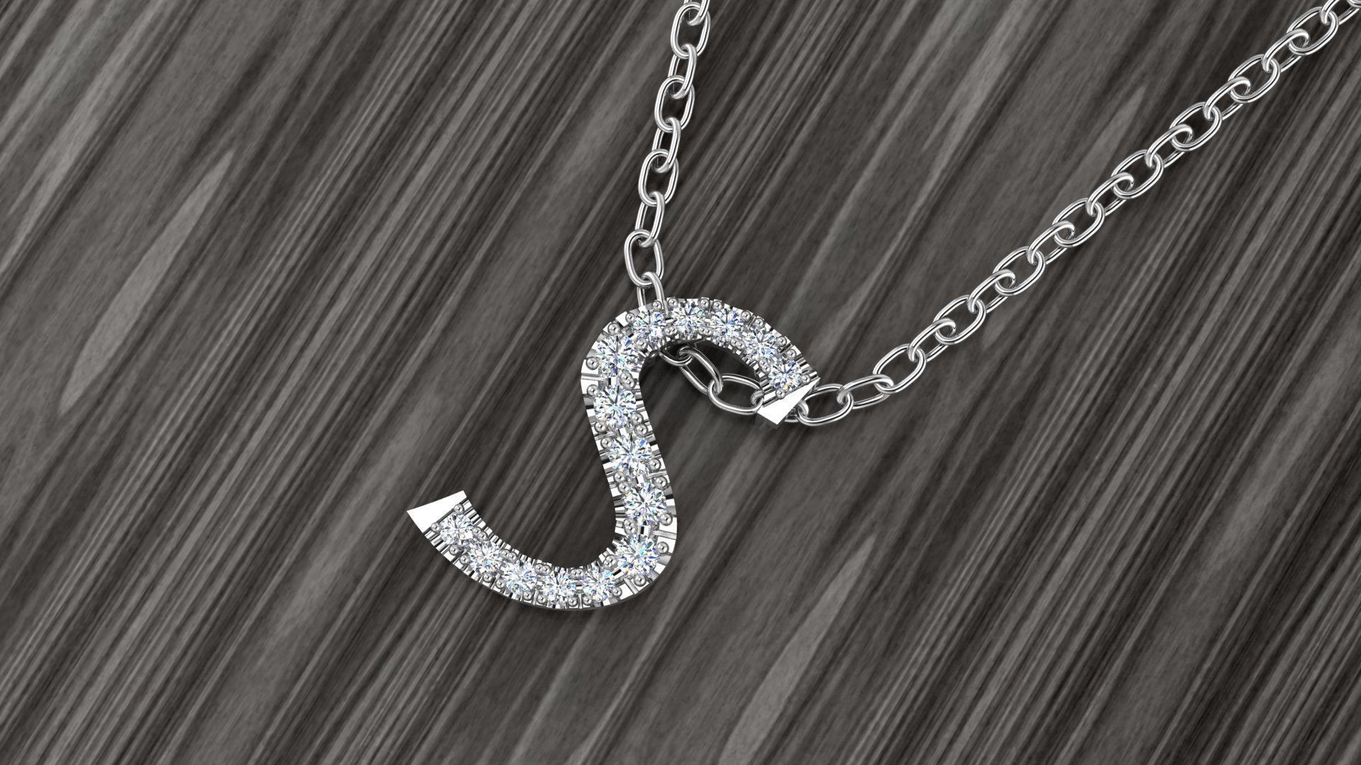 Jewelry Alphabet Pendant S 3D print model_12