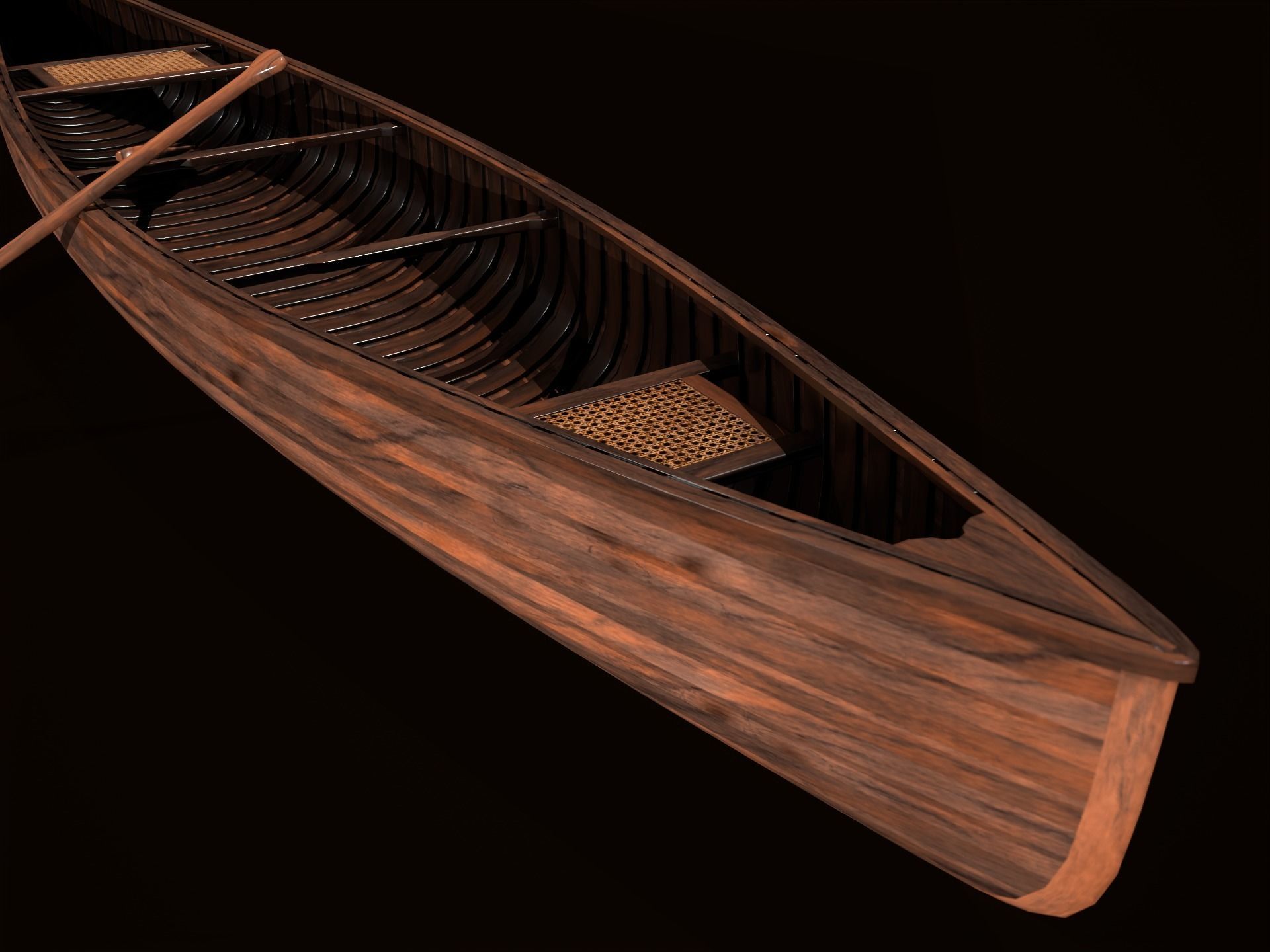 Game Ready Canoe with Paddle Low-poly 3D model_21