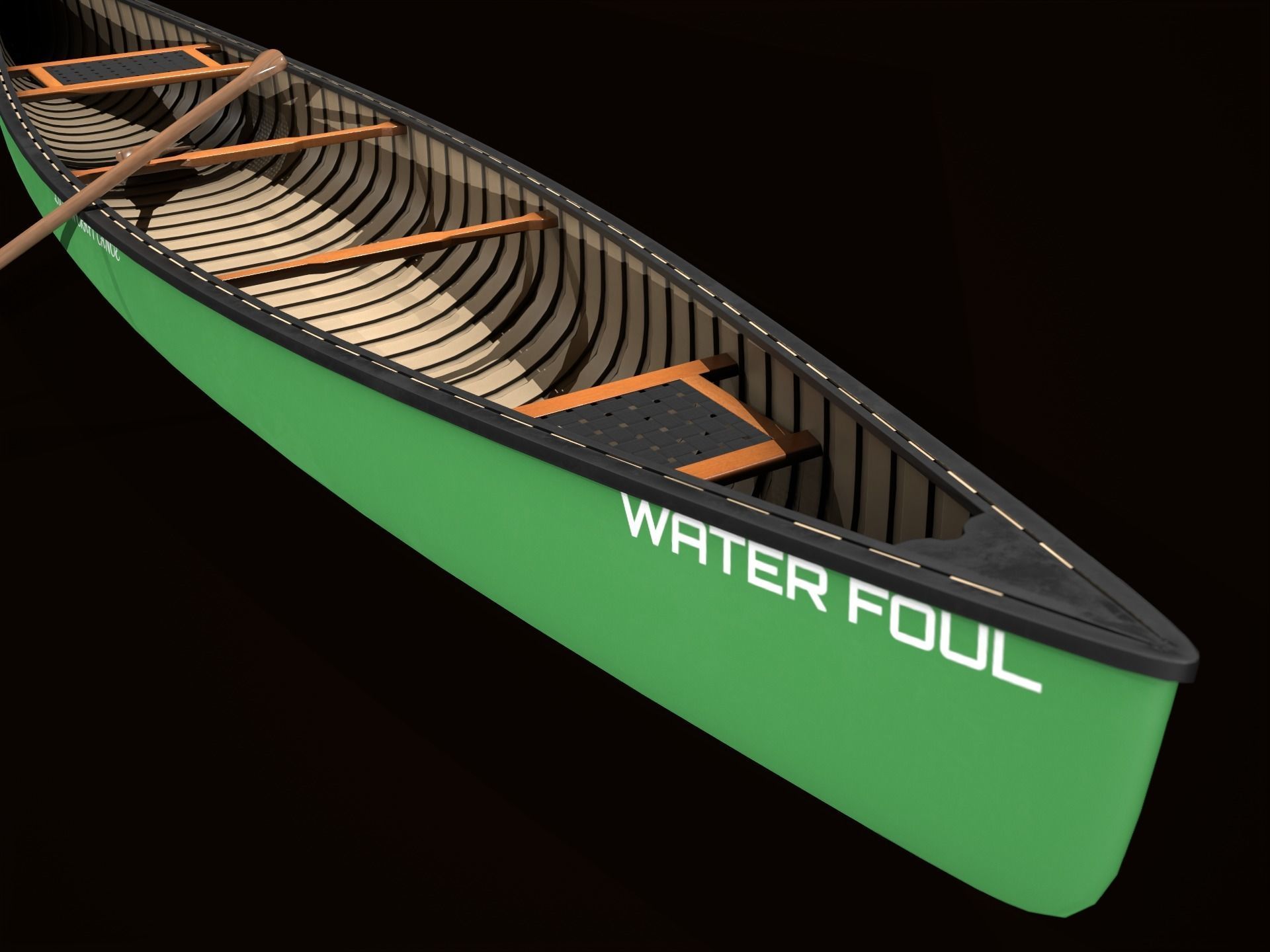 Game Ready Canoe with Paddle Low-poly 3D model_24