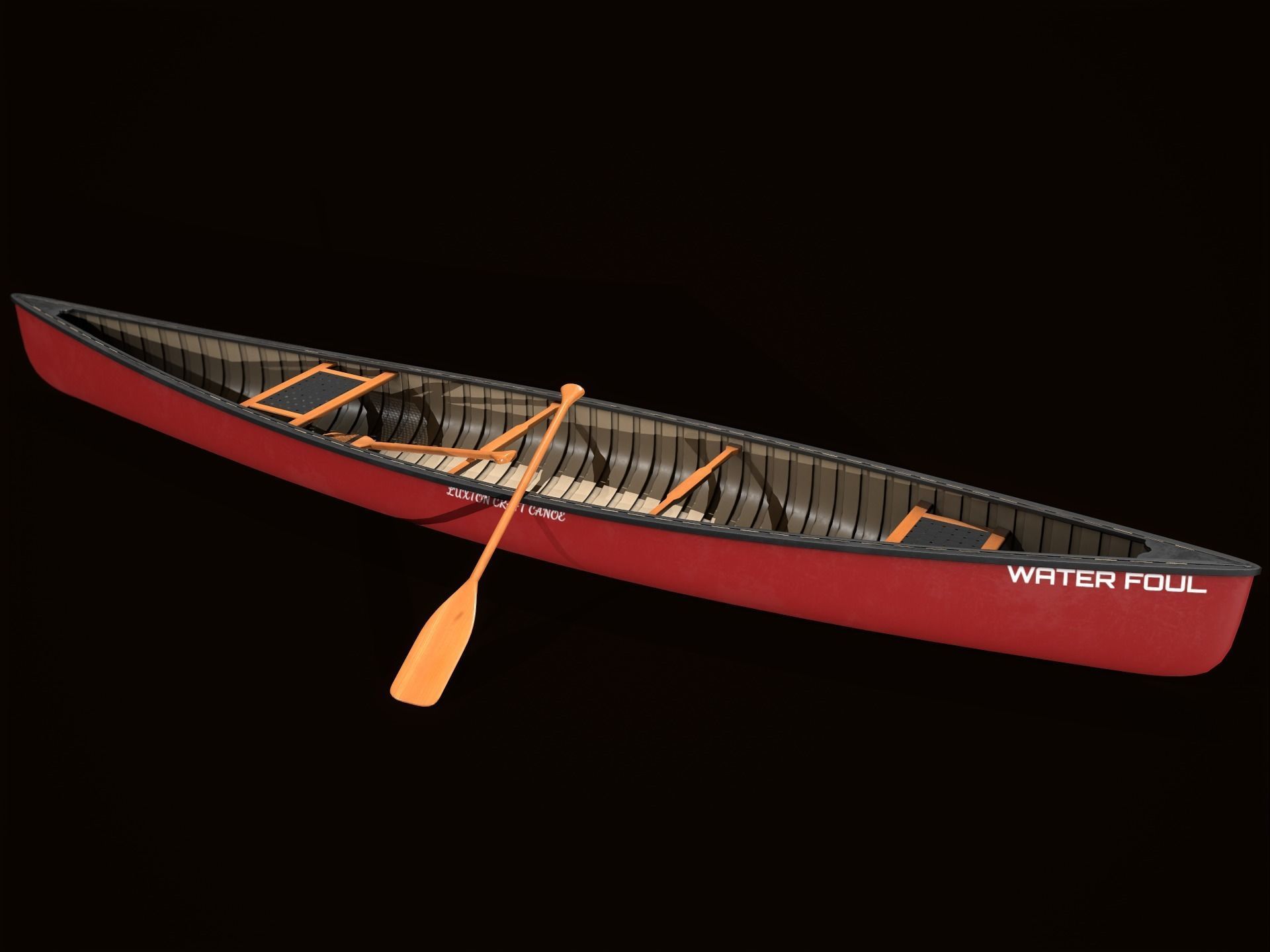 Game Ready Canoe with Paddle Low-poly 3D model_5