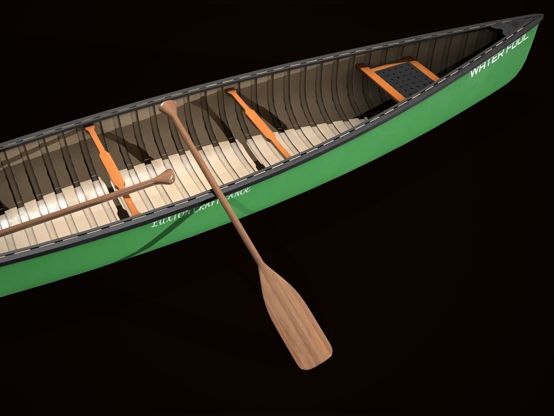 Game Ready Canoe with Paddle Low-poly 3D model_19