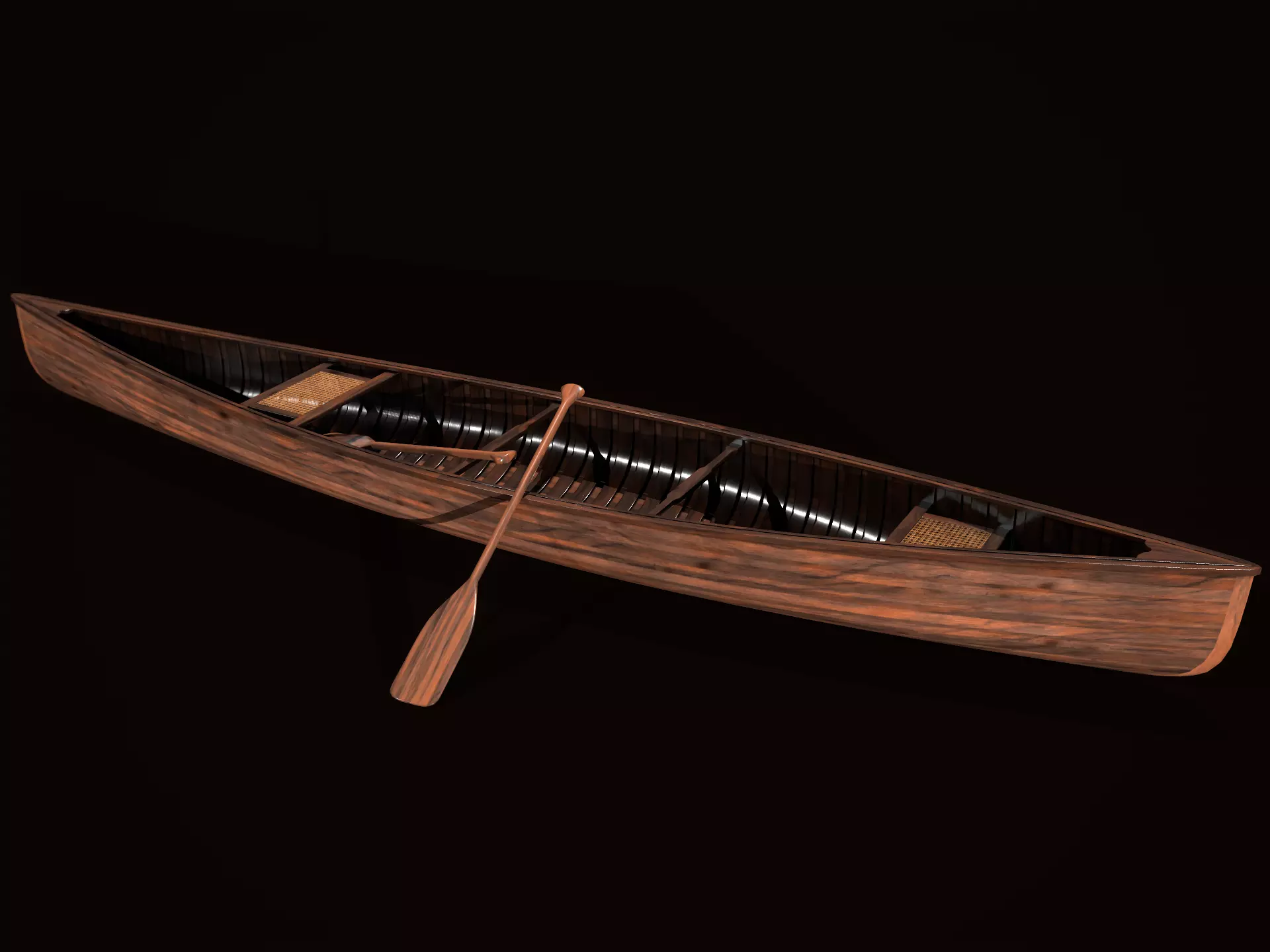 Game Ready Canoe with Paddle Low-poly 3D model_0