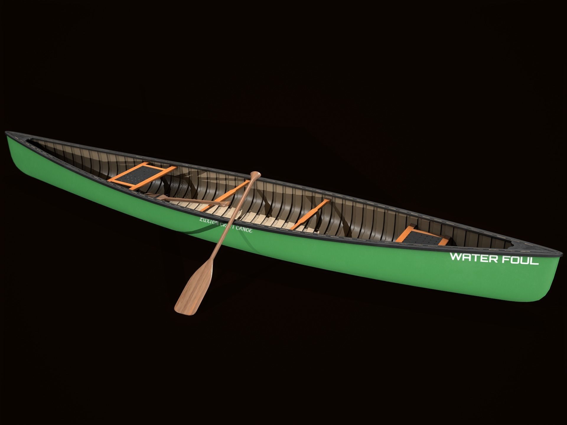 Game Ready Canoe with Paddle Low-poly 3D model_4