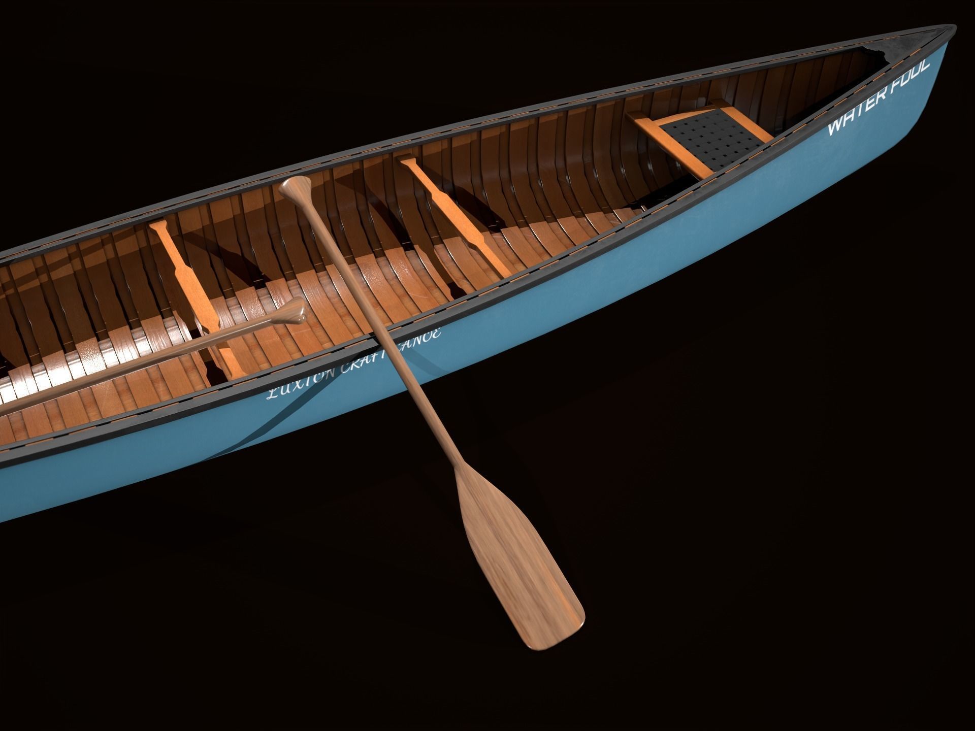 Game Ready Canoe with Paddle Low-poly 3D model_18