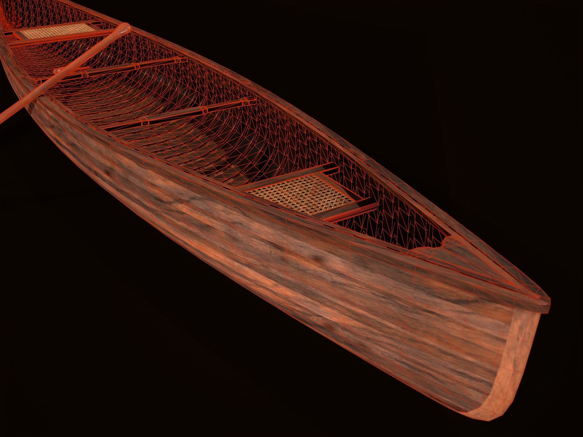 Game Ready Canoe with Paddle Low-poly 3D model_22