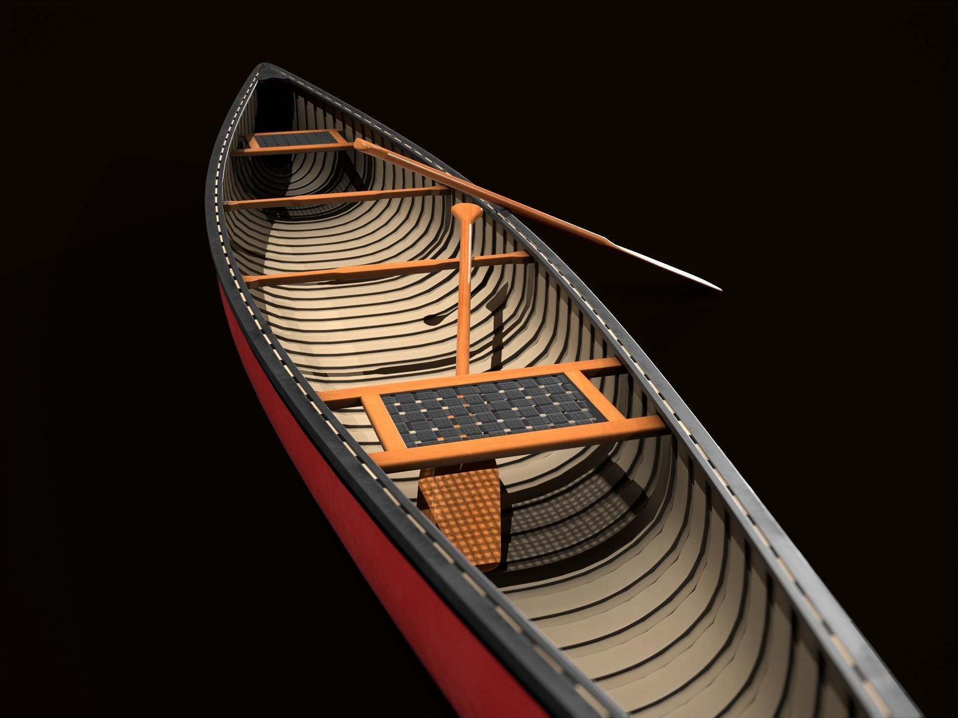 Game Ready Canoe with Paddle Low-poly 3D model_10