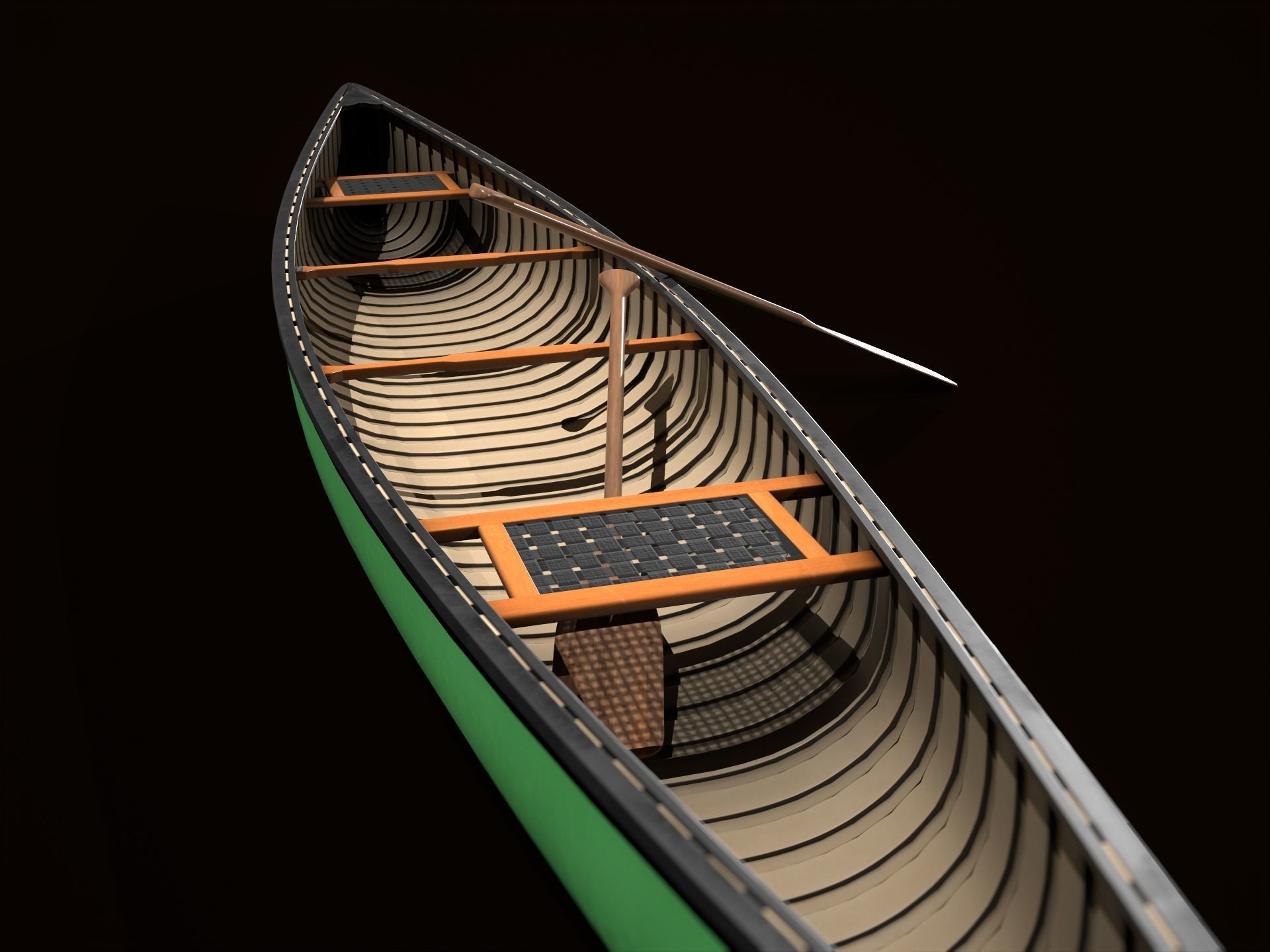 Game Ready Canoe with Paddle Low-poly 3D model_9