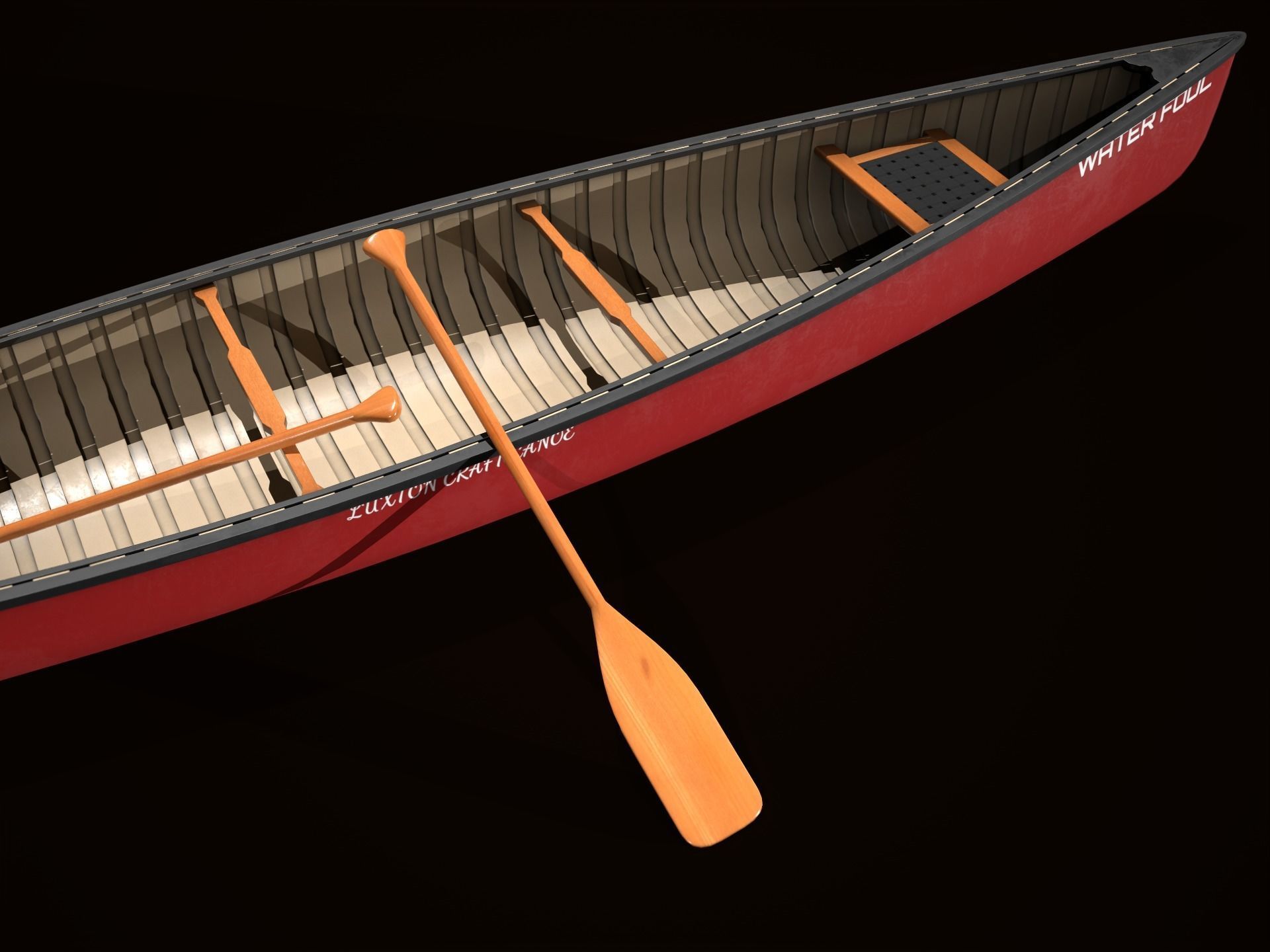 Game Ready Canoe with Paddle Low-poly 3D model_20