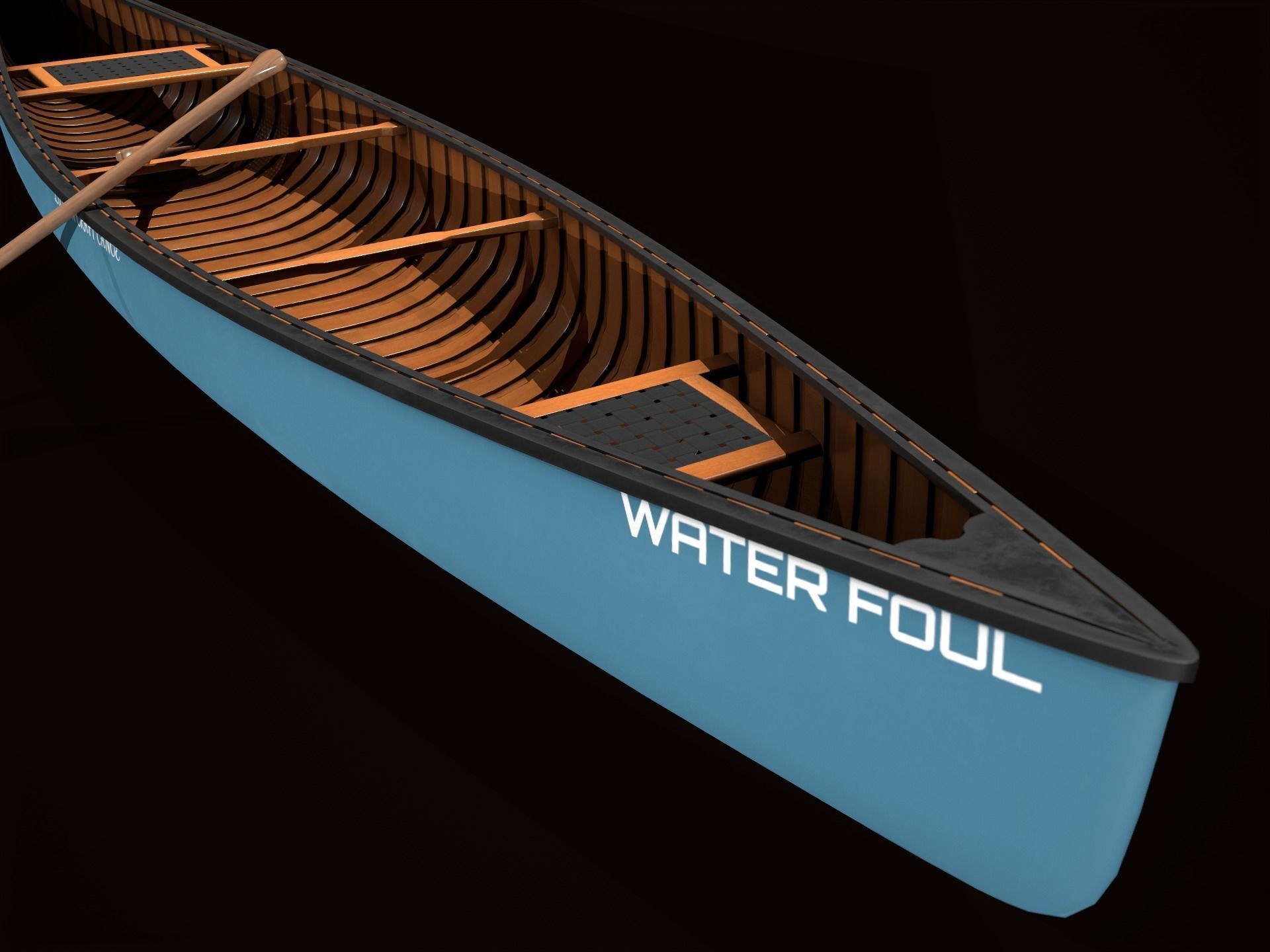 Game Ready Canoe with Paddle Low-poly 3D model_23