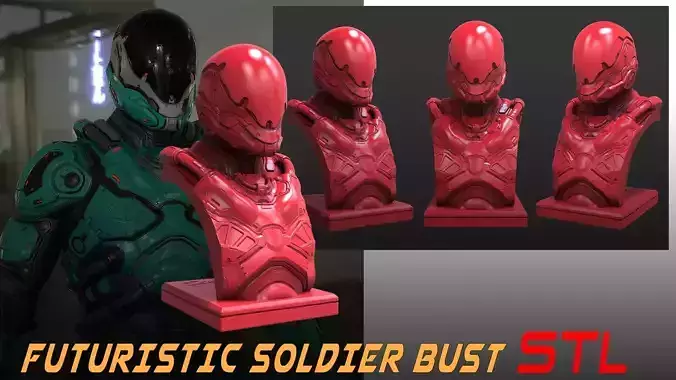 Futuristic soldier bust 