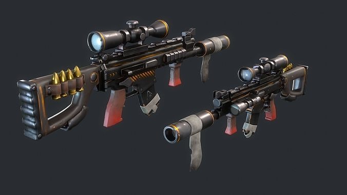 Stylized FN SCARL PBR Gun  Low-poly 3D model