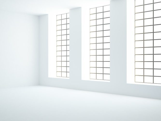 Ready to render and decorate interior high ceiling loft room 3D model
