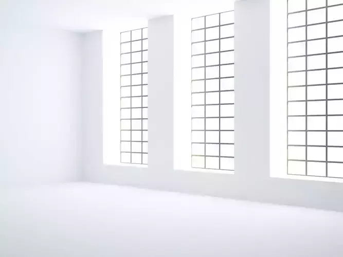 Ready to render and decorate interior high ceiling loft room 3D model