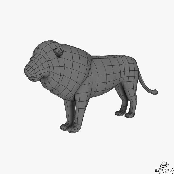 Lion Male Low-poly 3D model_4