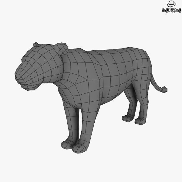 Lion Female Low-poly 3D model_4