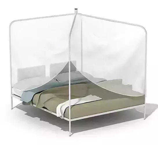 Bed With A Net Cover 3D model Bed With A Net Cover 3D model