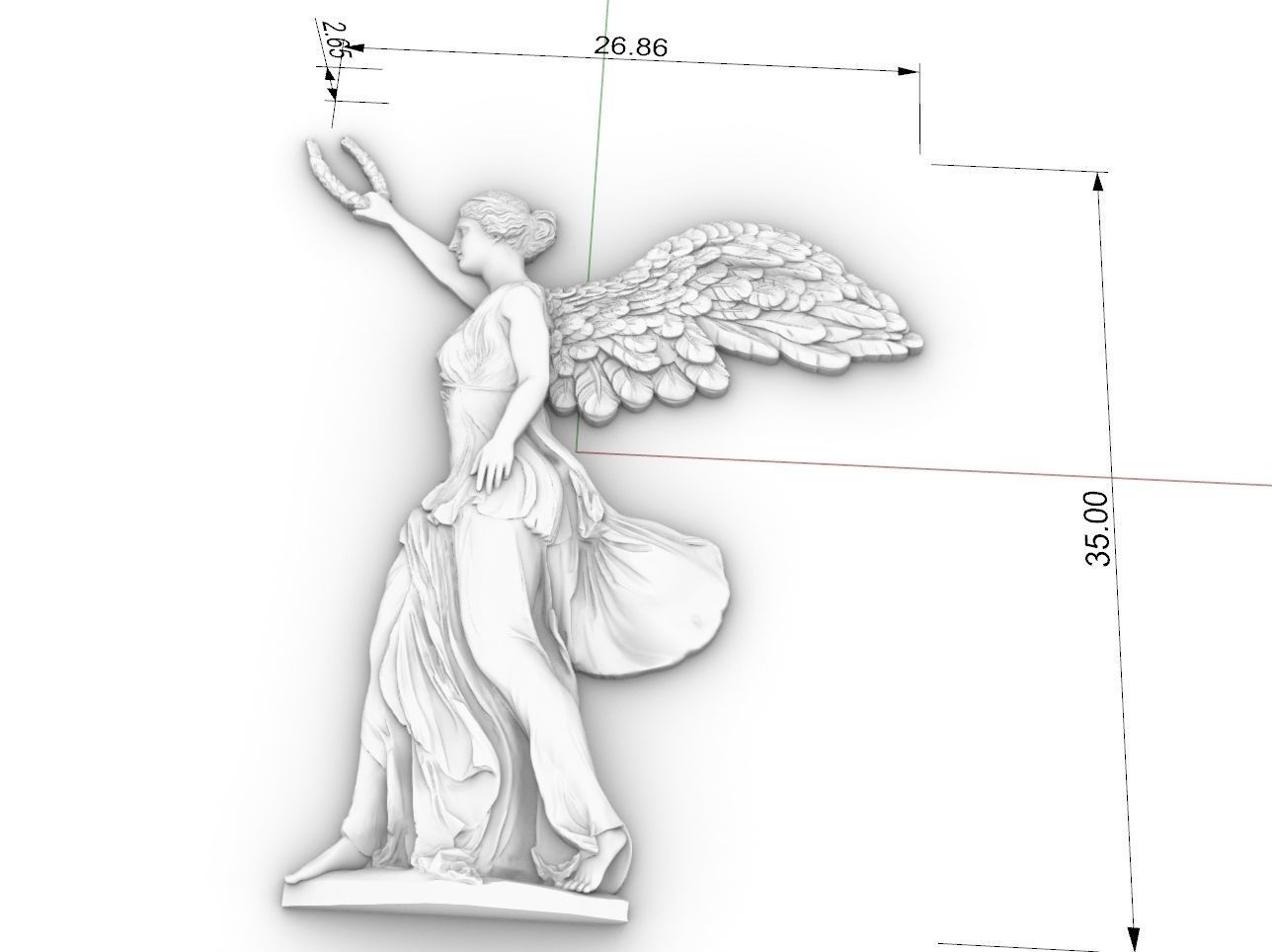 Winged Victory of Samothrace nike reconstruction CNC relief  3D print model_2