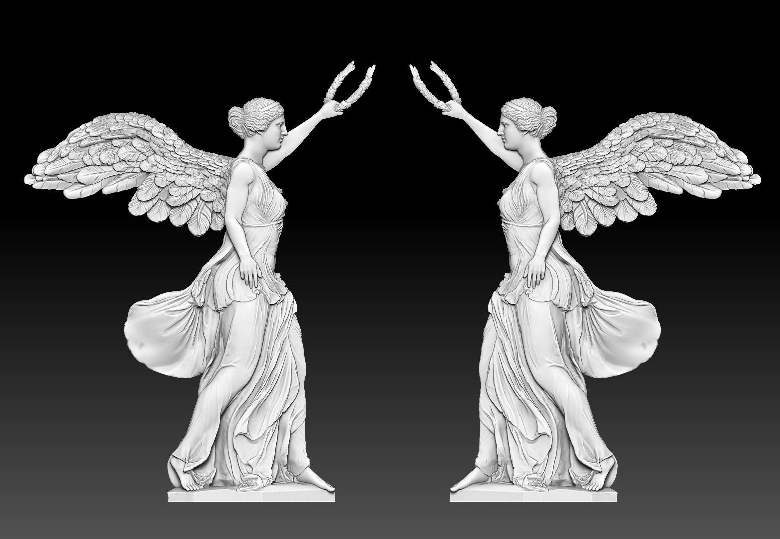 Winged Victory of Samothrace nike reconstruction CNC relief  3D print model_3