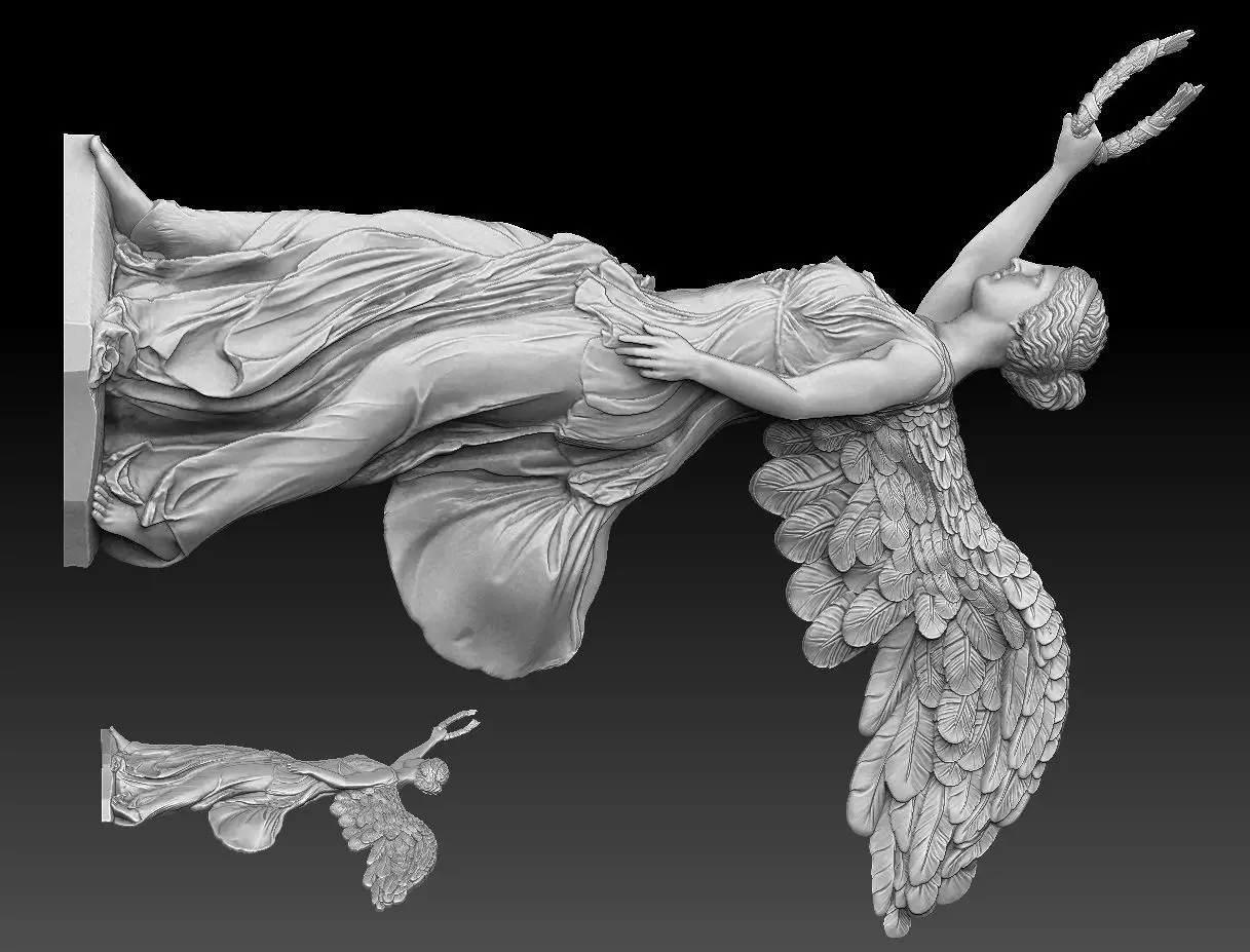 Winged Victory of Samothrace nike reconstruction CNC relief  3D print model_0