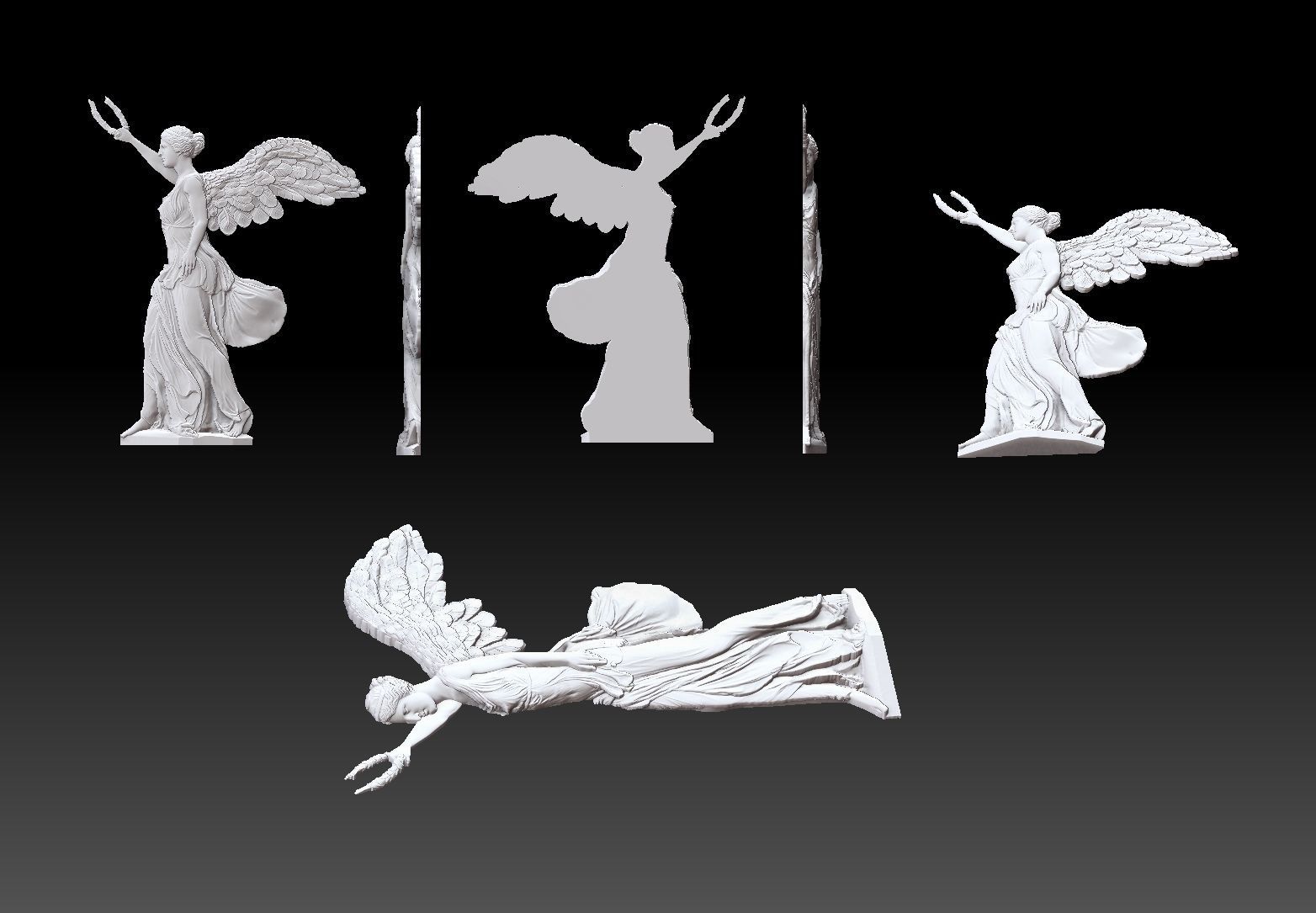 Winged Victory of Samothrace nike reconstruction CNC relief  3D print model_5