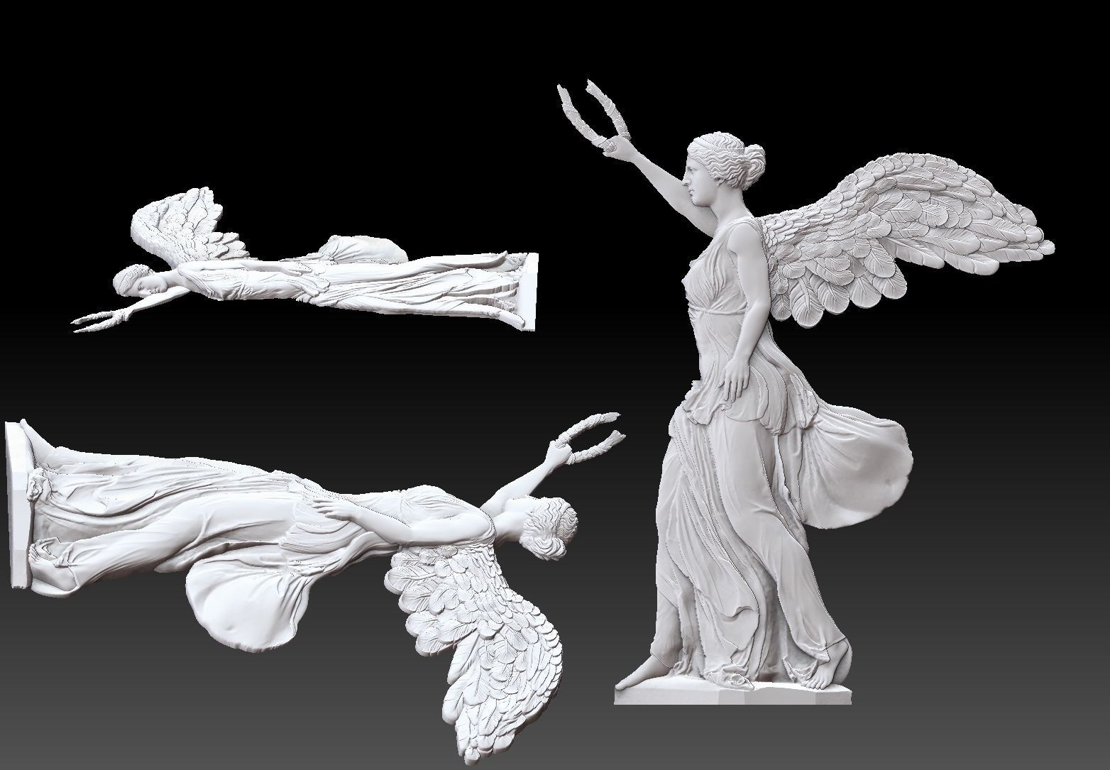 Winged Victory of Samothrace nike reconstruction CNC relief  3D print model_4