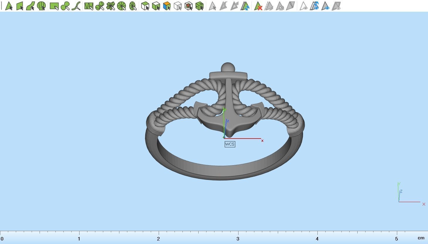 Gold Collection Anchor Ring US Size 9 3D print model_22