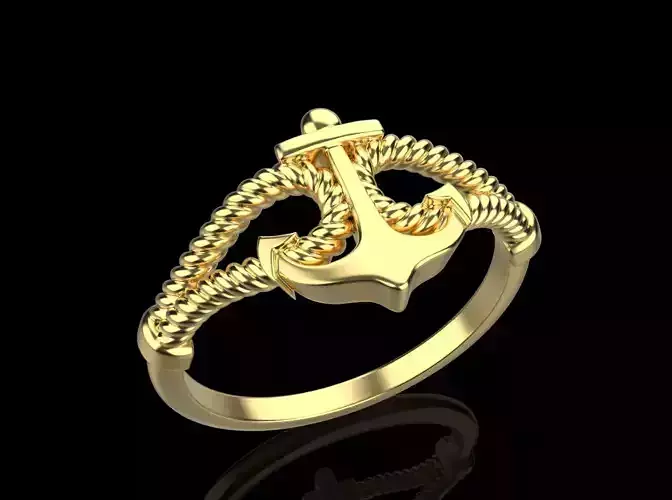 Gold Collection Anchor Ring US Size 9