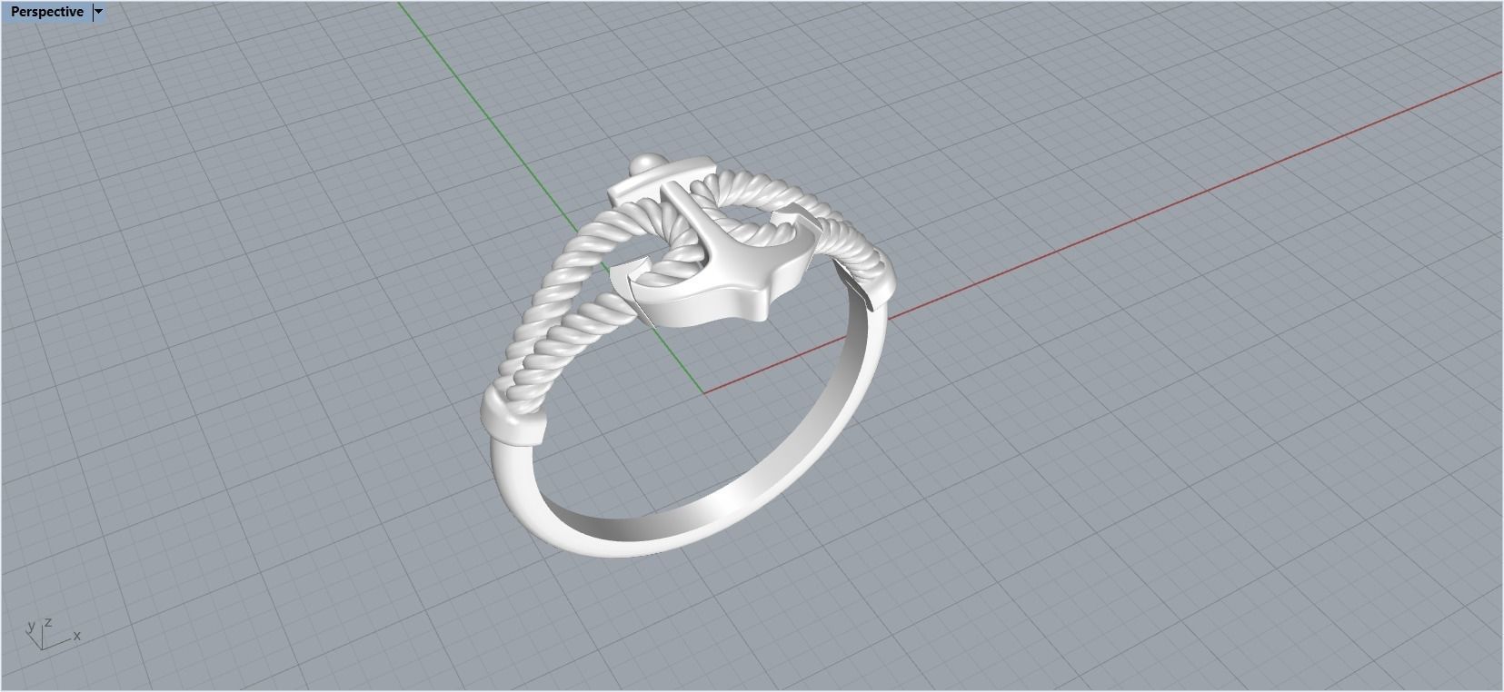 Gold Collection Anchor Ring US Size 9 3D print model_24