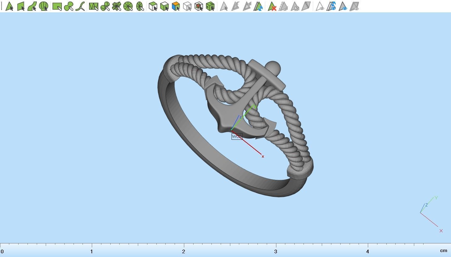 Gold Collection Anchor Ring US Size 9 3D print model_23